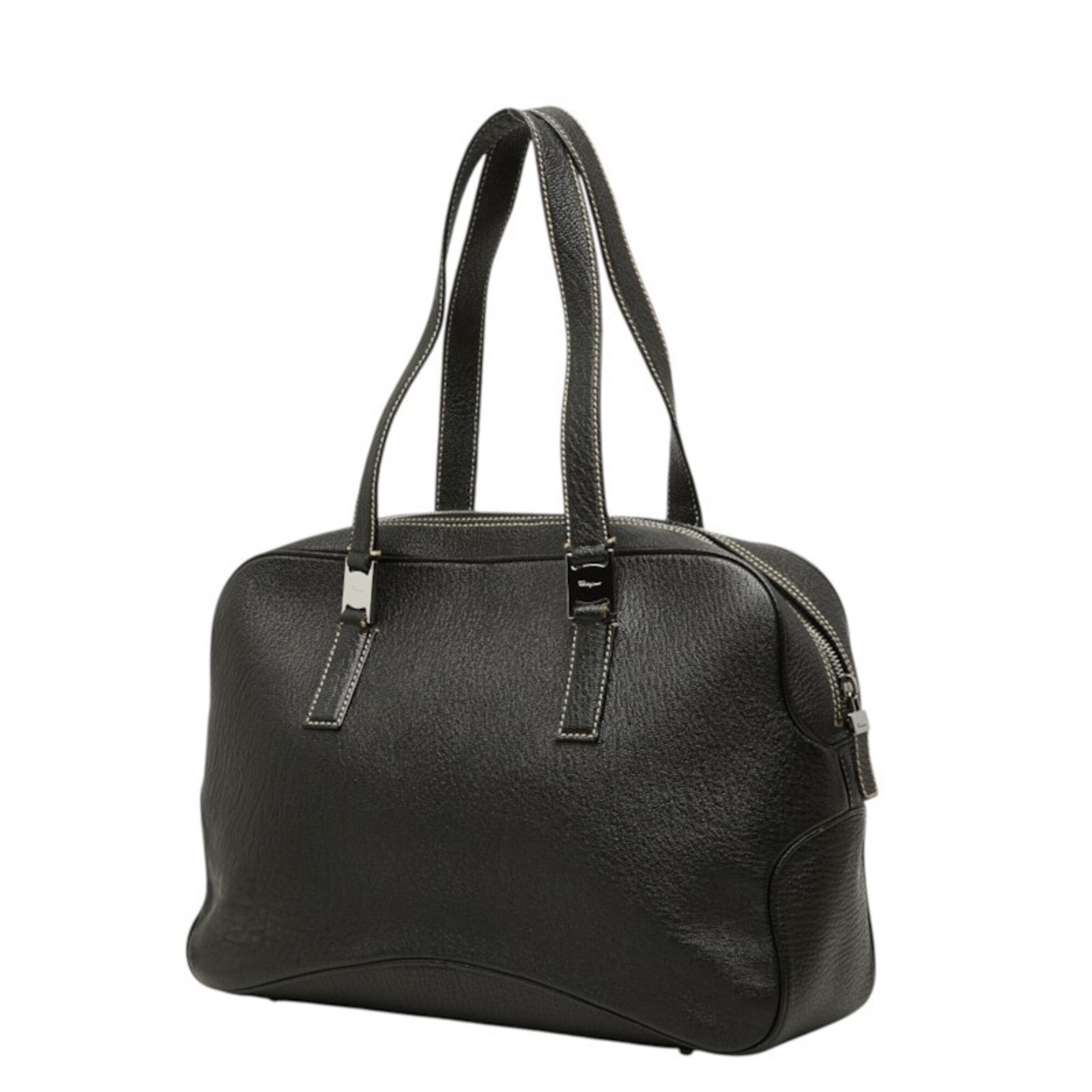 Salvatore Ferragamo Black Leather Handbag (Pre-Owned)