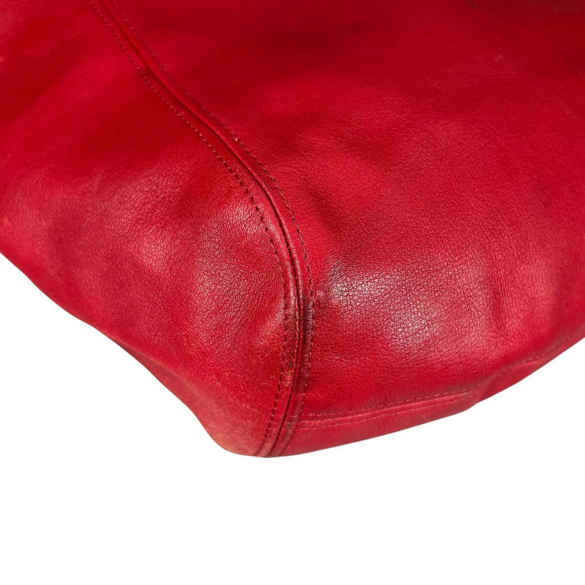 Coach Red Color Leather Handbag Tote Bag (Pre-Owned)