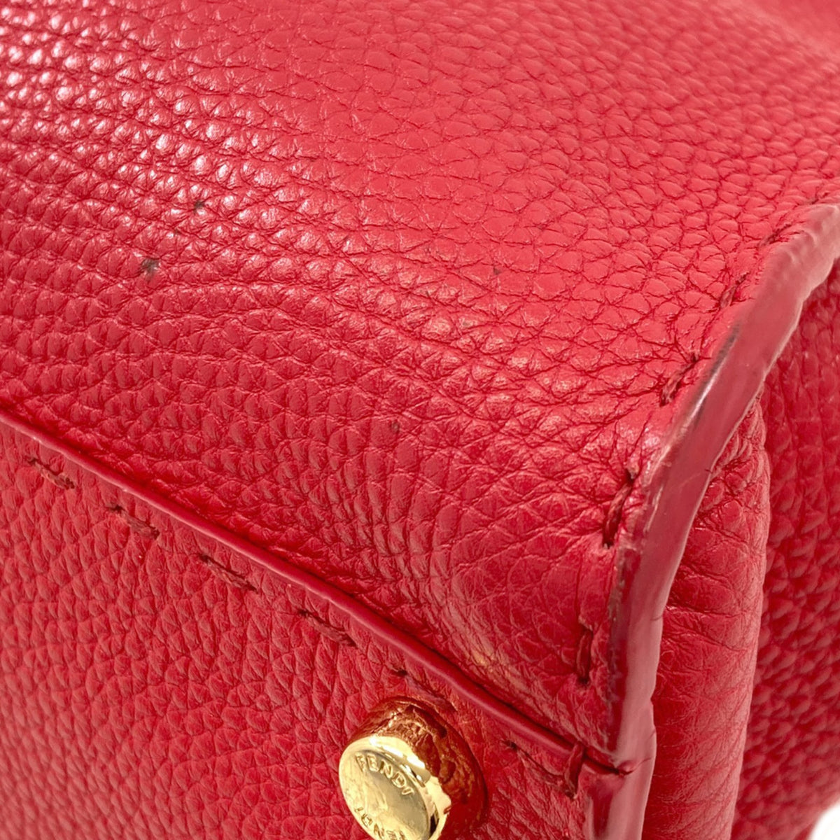 Fendi Peekaboo Red Color Leather Handbag (Pre-Owned)