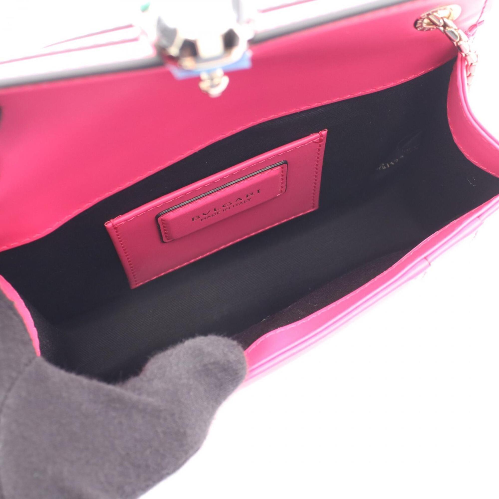 Bvlgari Pink Leather Handbag Shoulder Bag (Pre-Owned)