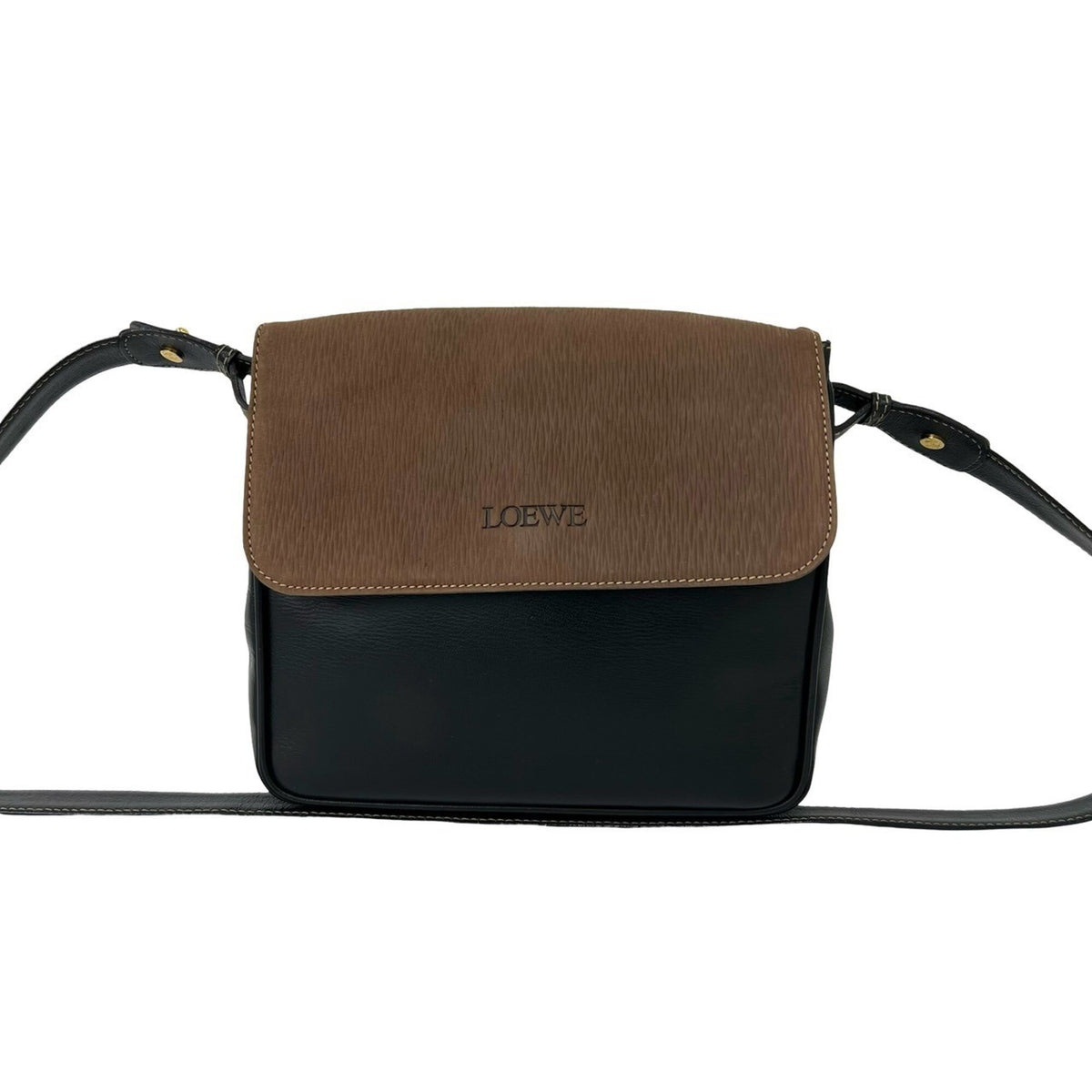 Loewe Black Brown Leather Crossbody Bag Pochette Shoulder Bag (Pre-Owned)