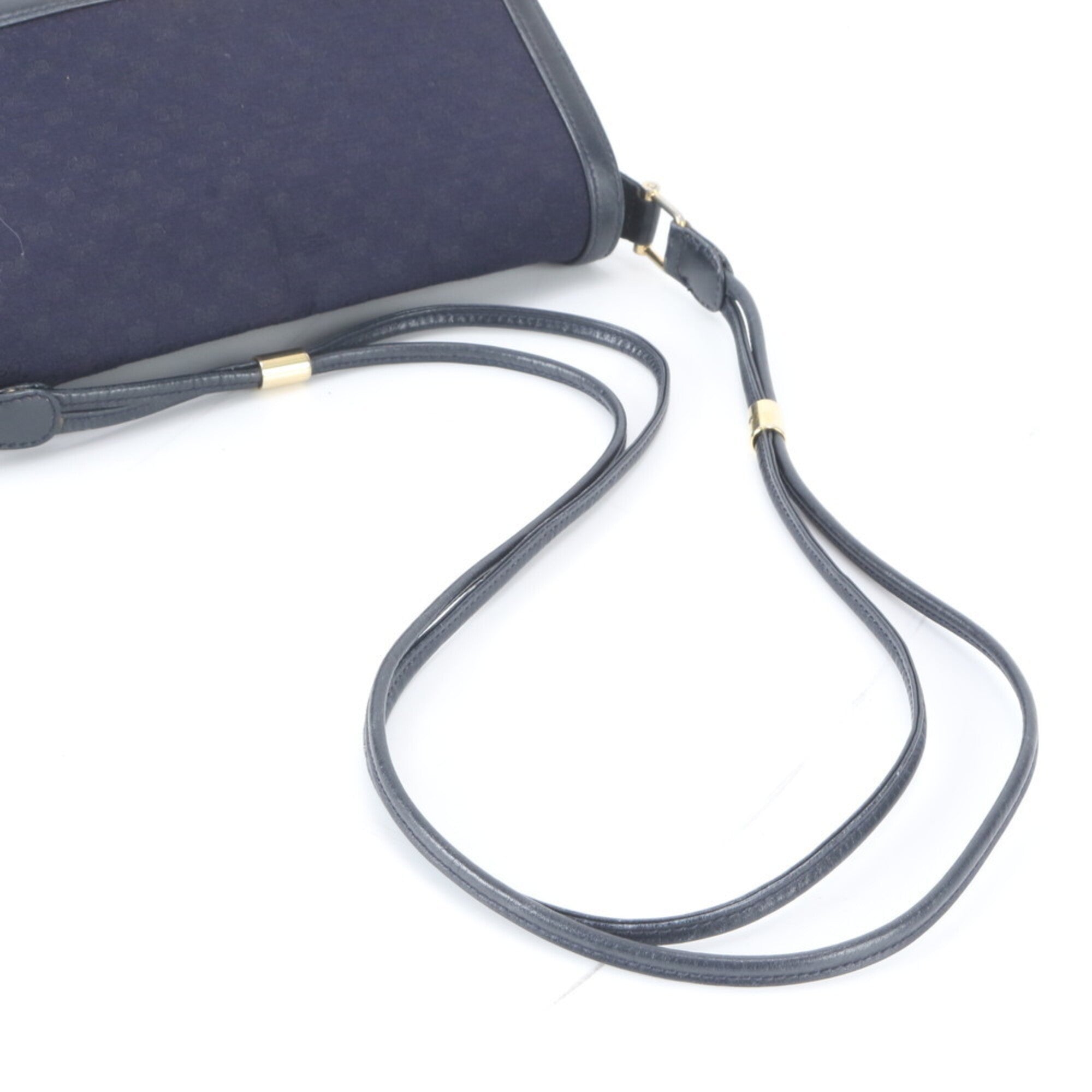 Gucci Microguccissima Navy Leather Canvas Handbag Shoulder Bag (Pre-Owned)