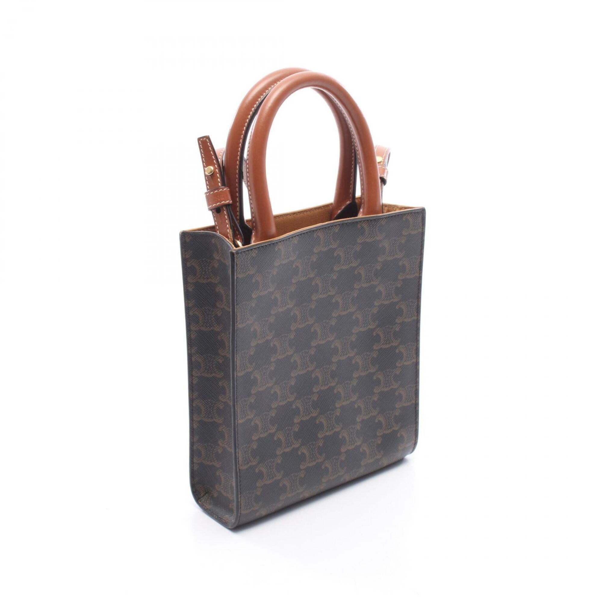 Celine Black Brown Coated Canvas Leather Handbag (Pre-Owned)