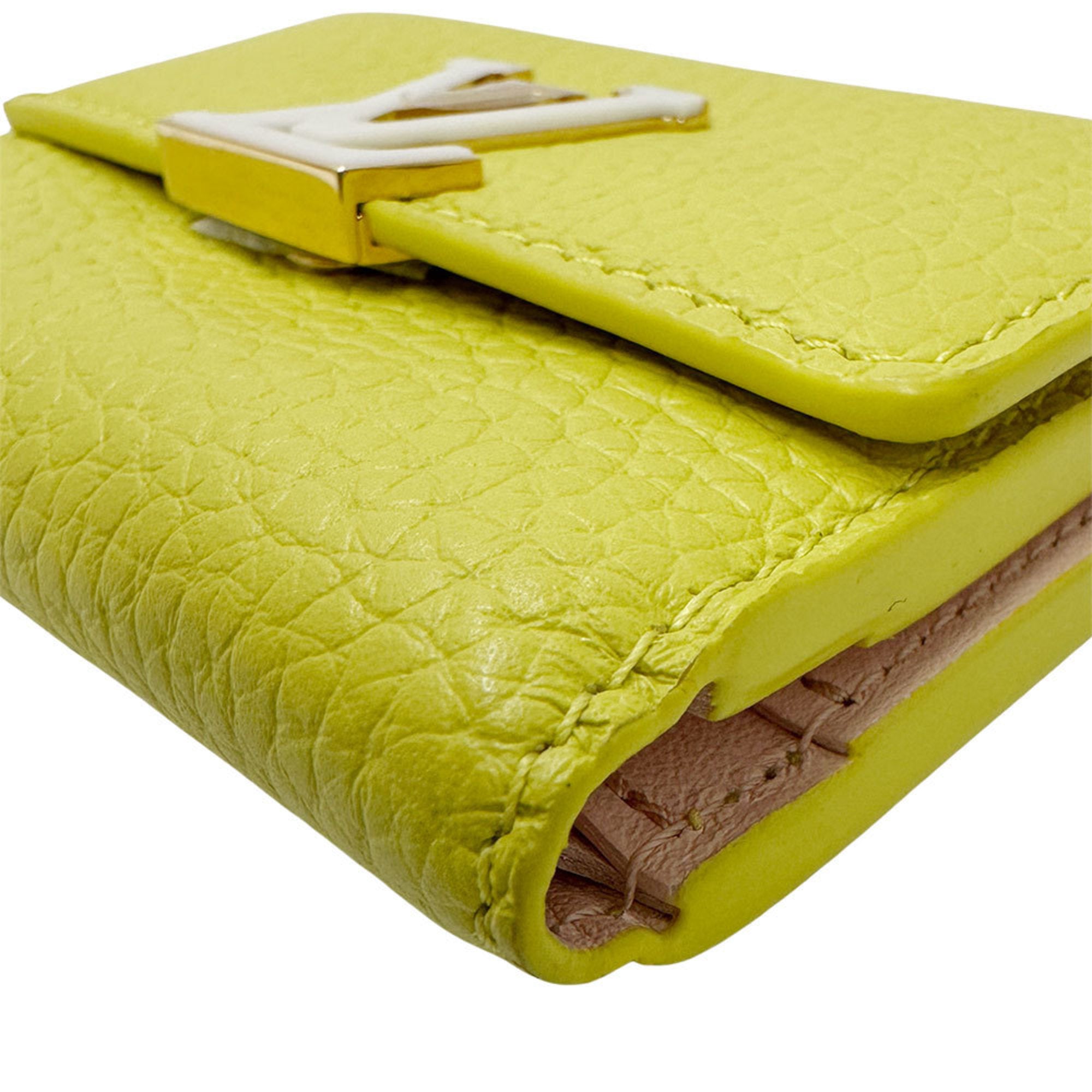 Louis Vuitton Taurillon Yellow Leather Wallet (Tri-Fold) (Pre-Owned)