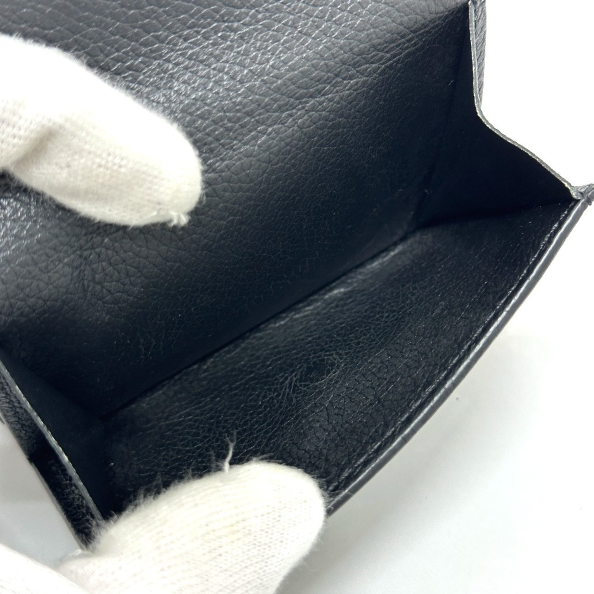 Louis Vuitton Black Leather Wallet (Tri-Fold) (Pre-Owned)