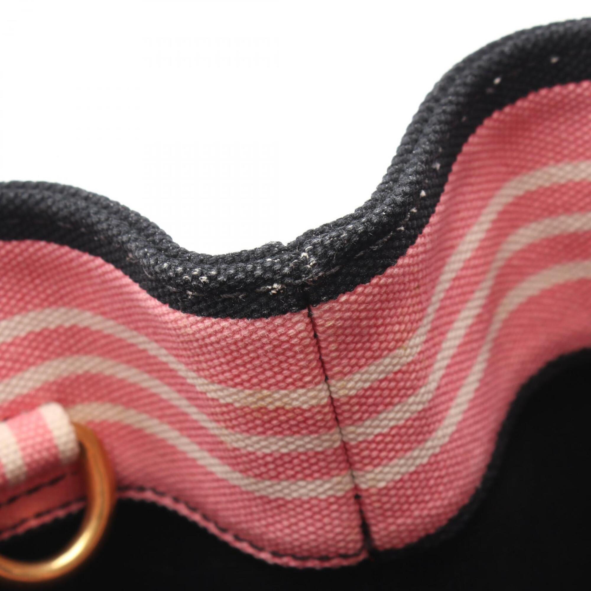 Prada Black Pink Canvas Handbag Tote Bag (Pre-Owned)