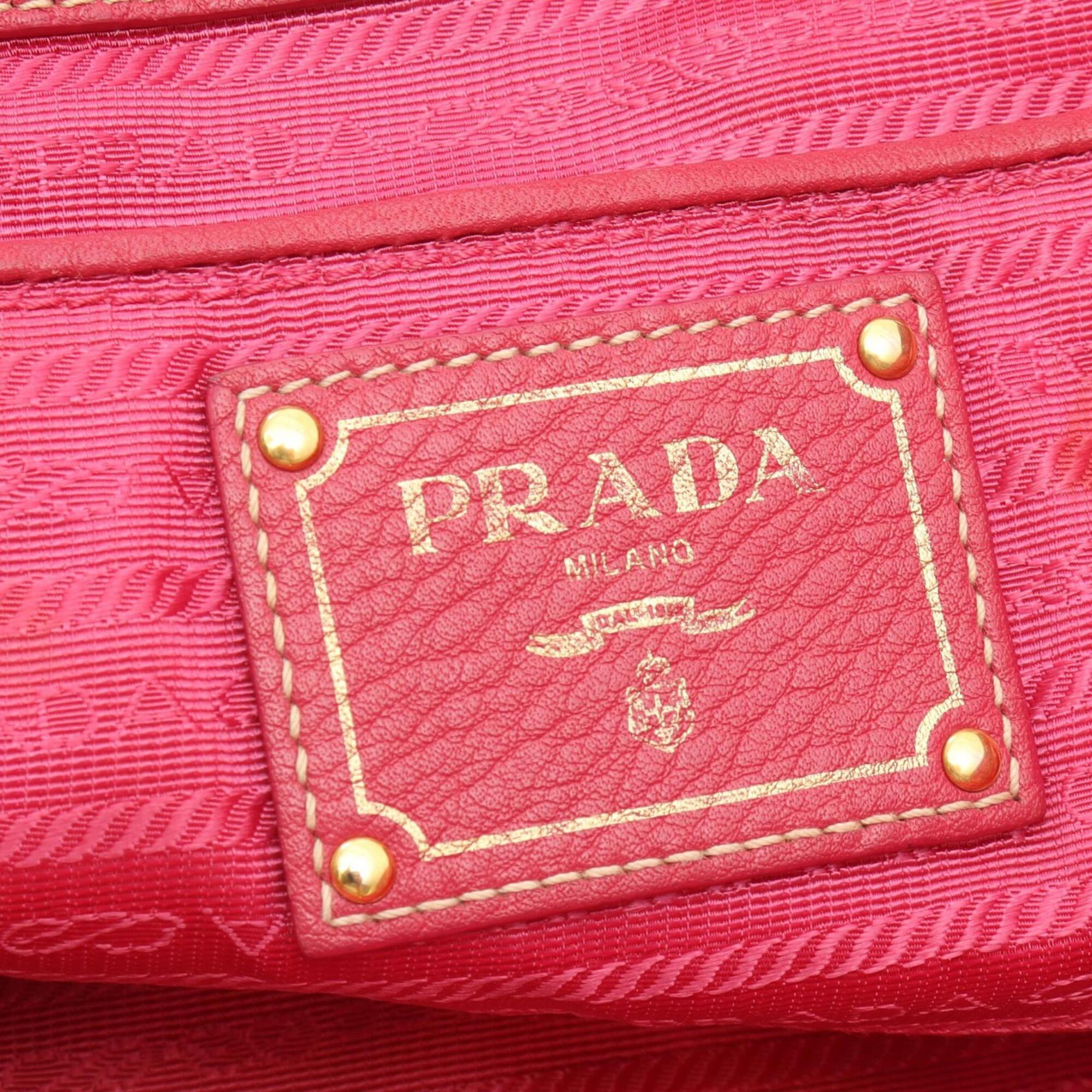 Prada Pink Nylon Leather Handbag Tote Bag (Pre-Owned)