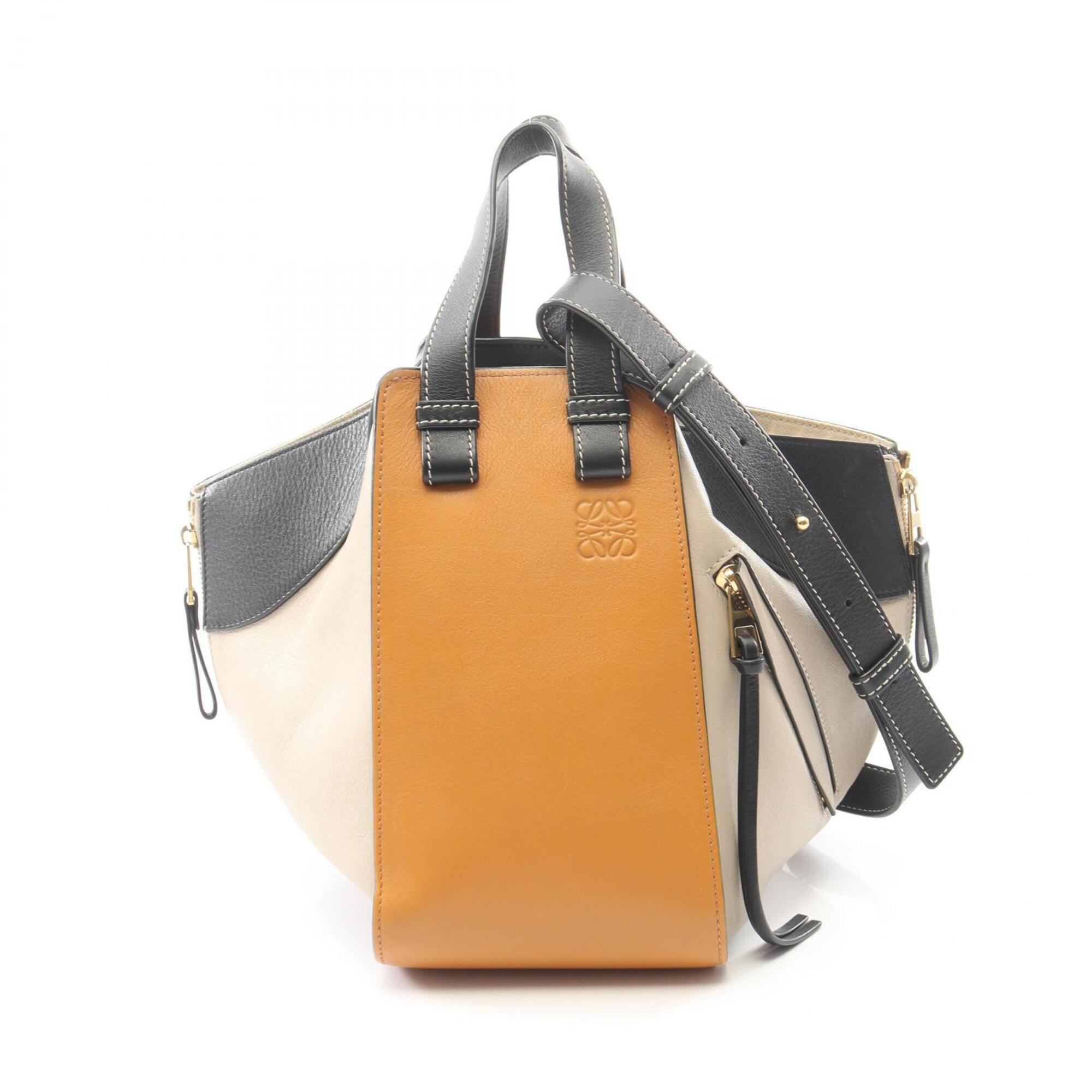 Loewe Black Brown Gray Leather Handbag (Pre-Owned)