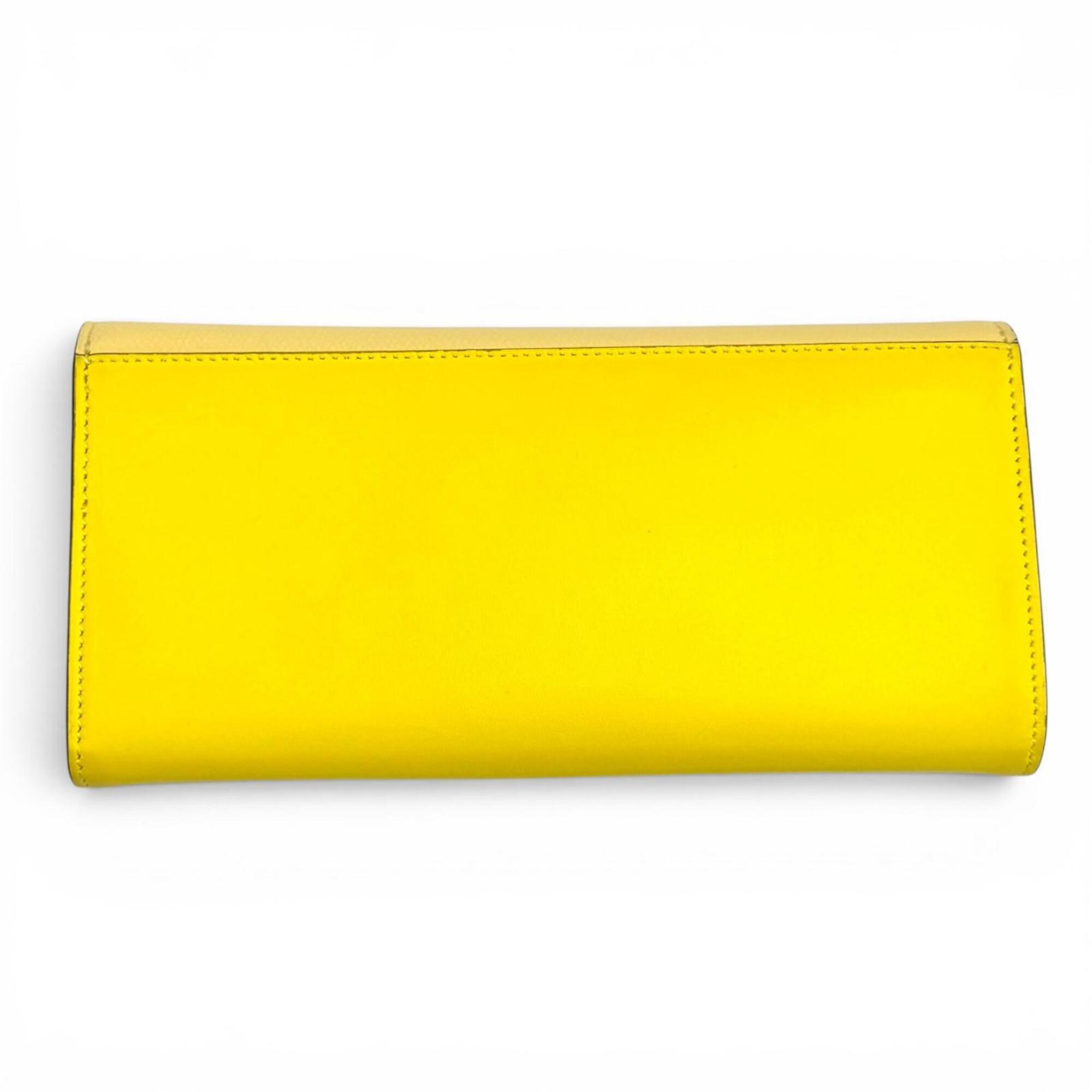 Fendi Yellow Leather Long Wallet (Bi-Fold) (Pre-Owned)
