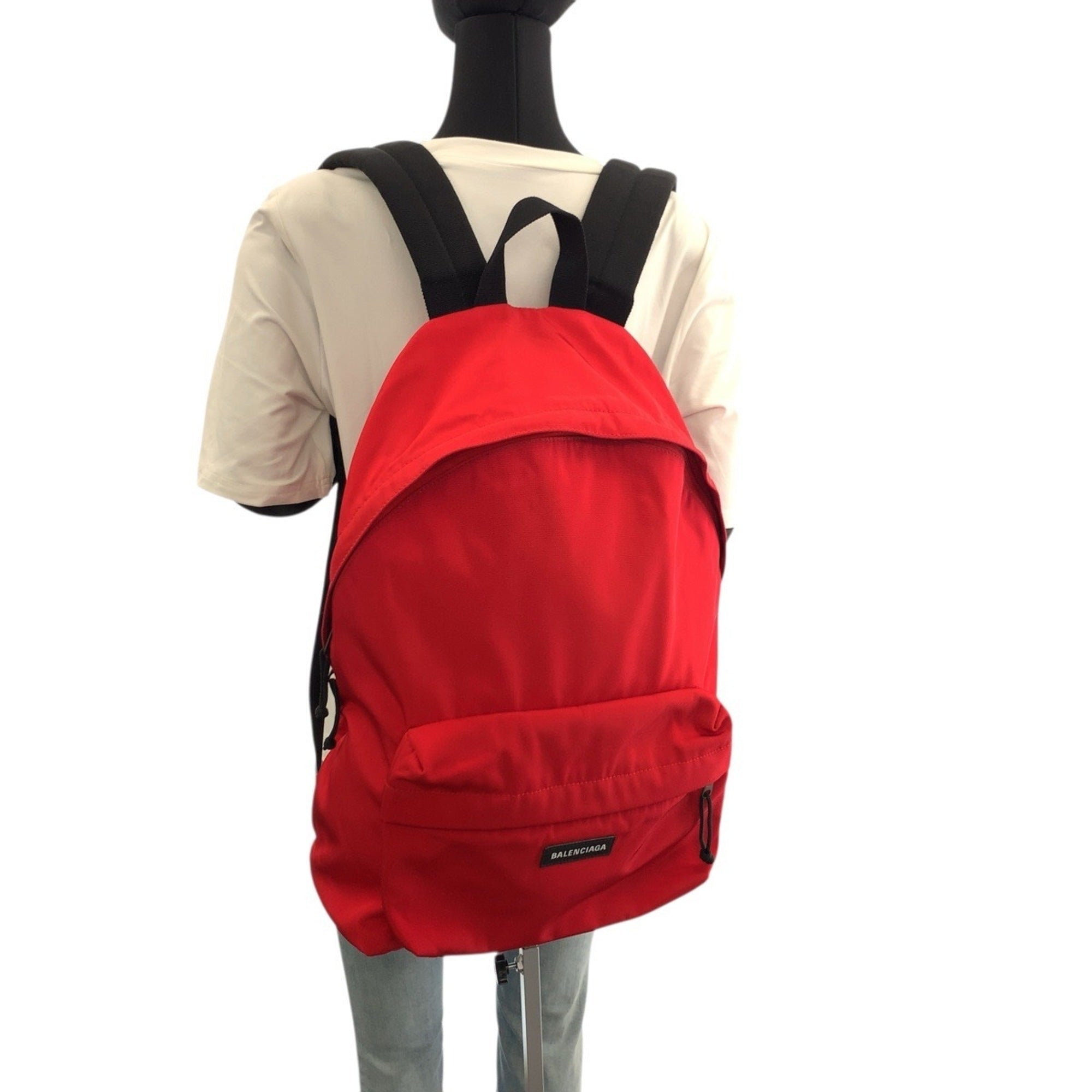 Balenciaga Black Red Color Canvas Backpack (Pre-Owned)