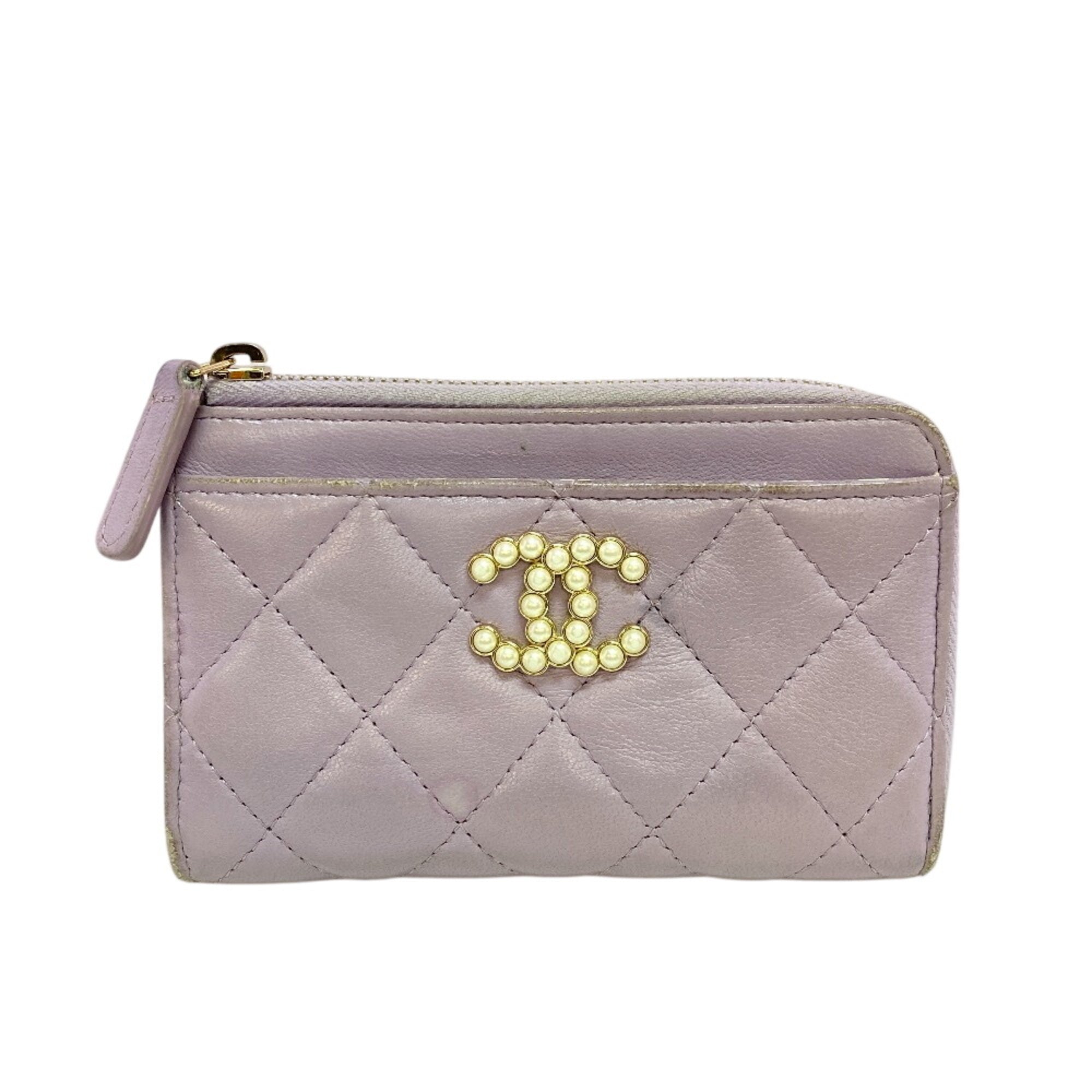 Chanel Purple Leather Coin Purse/Coin Case (Pre-Owned)