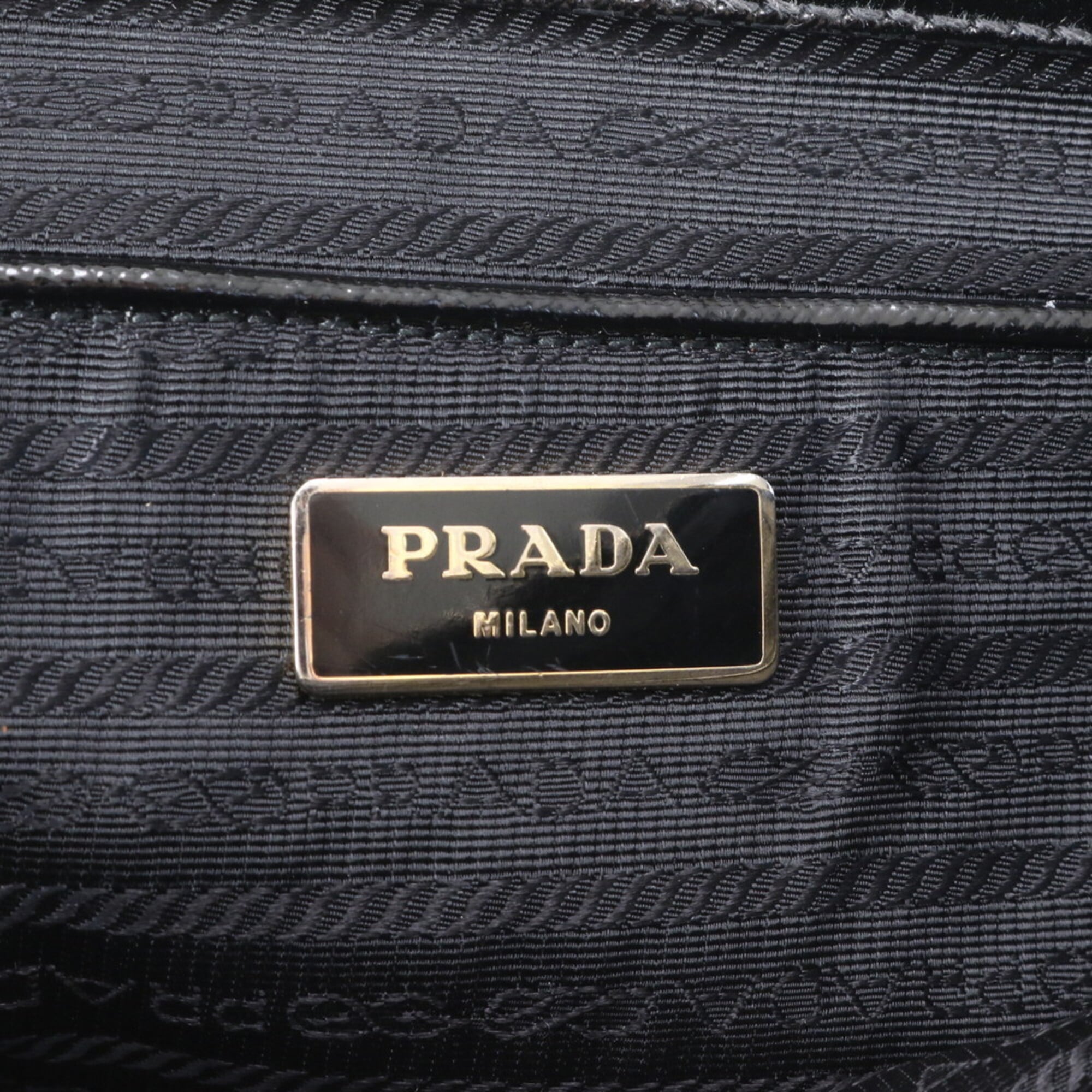 Prada Black Nylon Leather Handbag Tote Bag (Pre-Owned)