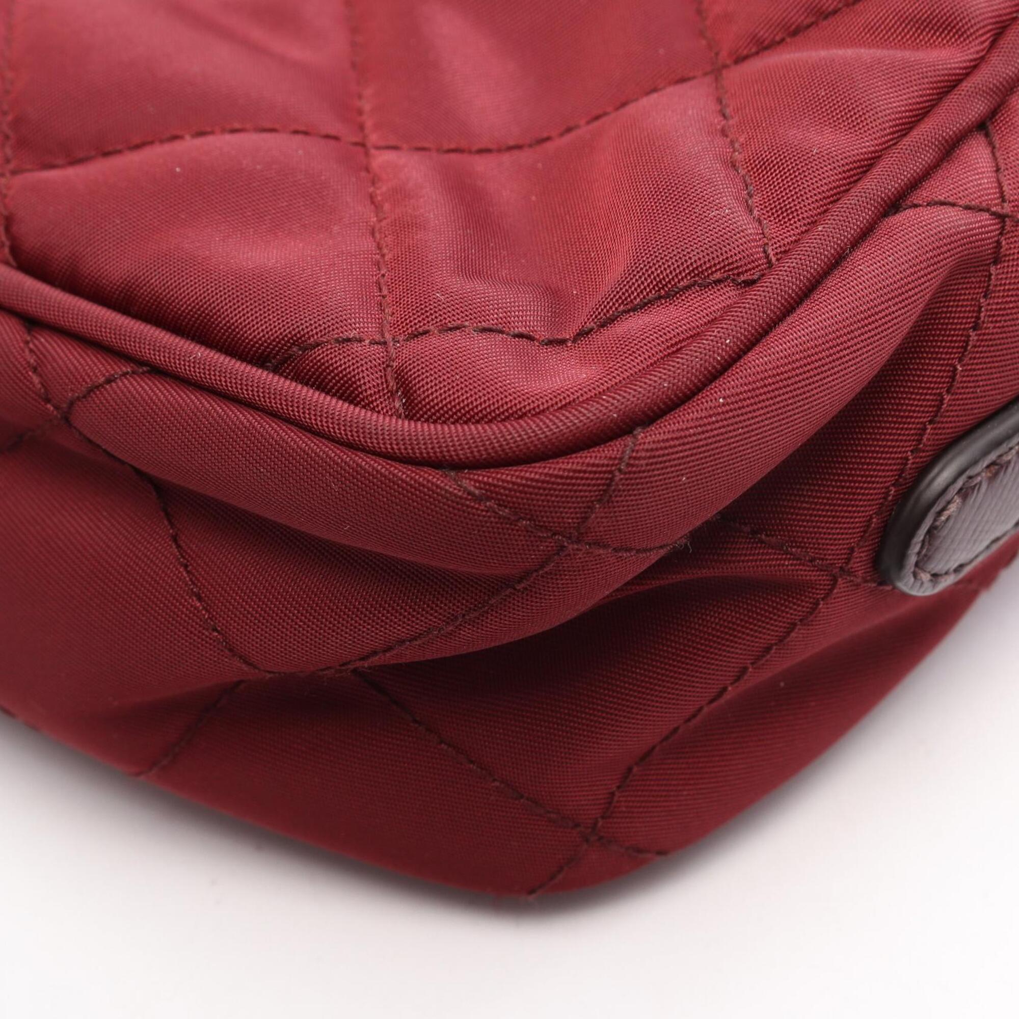Prada Bordeaux Nylon Saffiano Triangle Handbag Shoulder Bag (Pre-Owned)