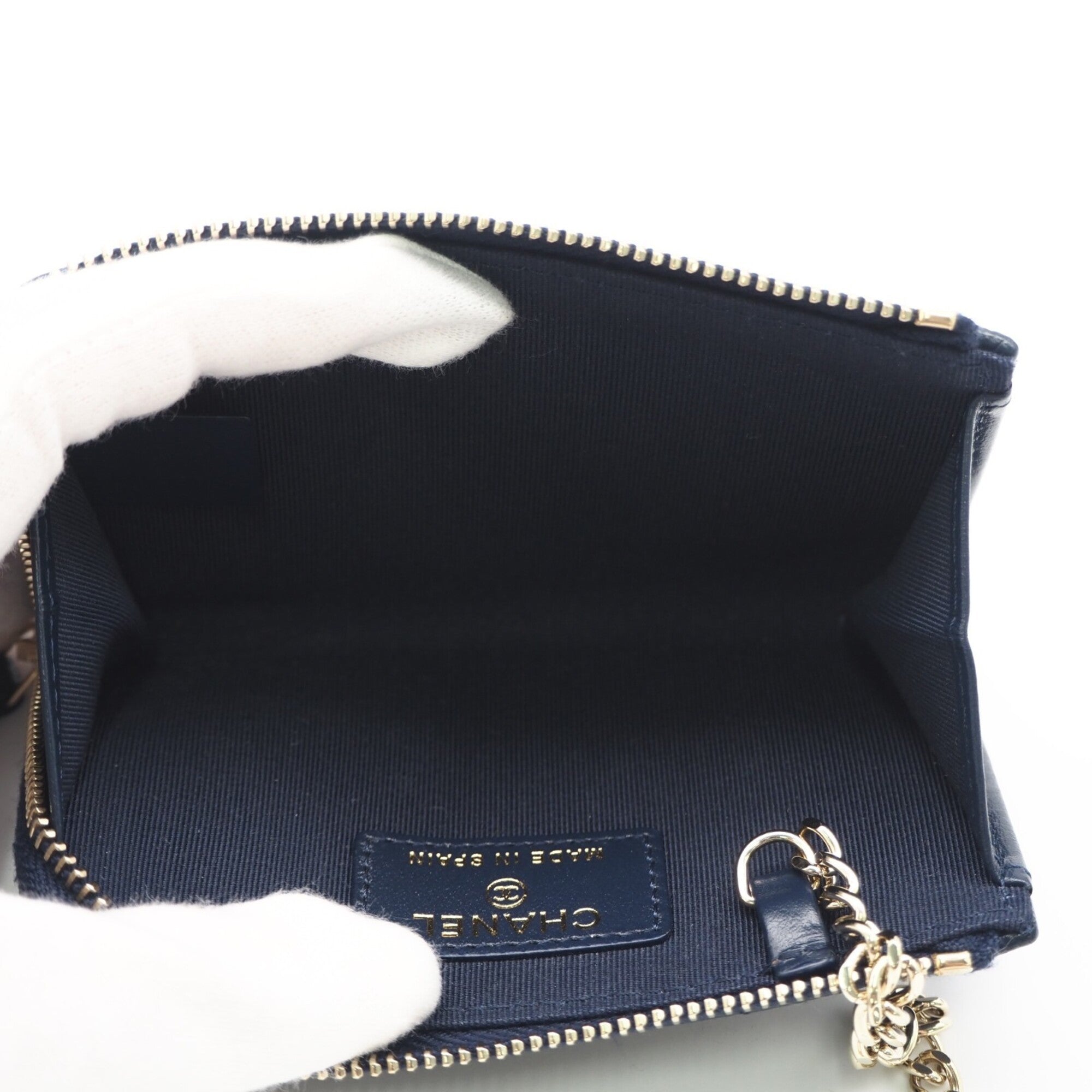 Chanel Matelasse Navy Grained Calfskin Coin Purse/Coin Case (Pre-Owned)