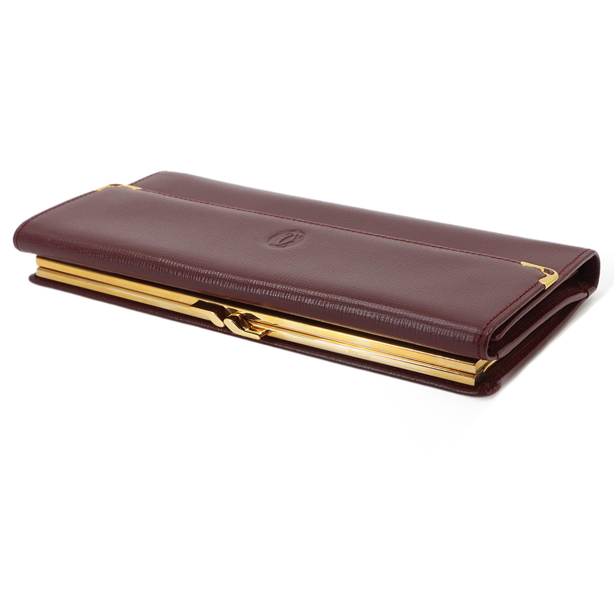 Cartier Bordeaux Leather Long Wallet (Tri-Fold) (Pre-Owned)