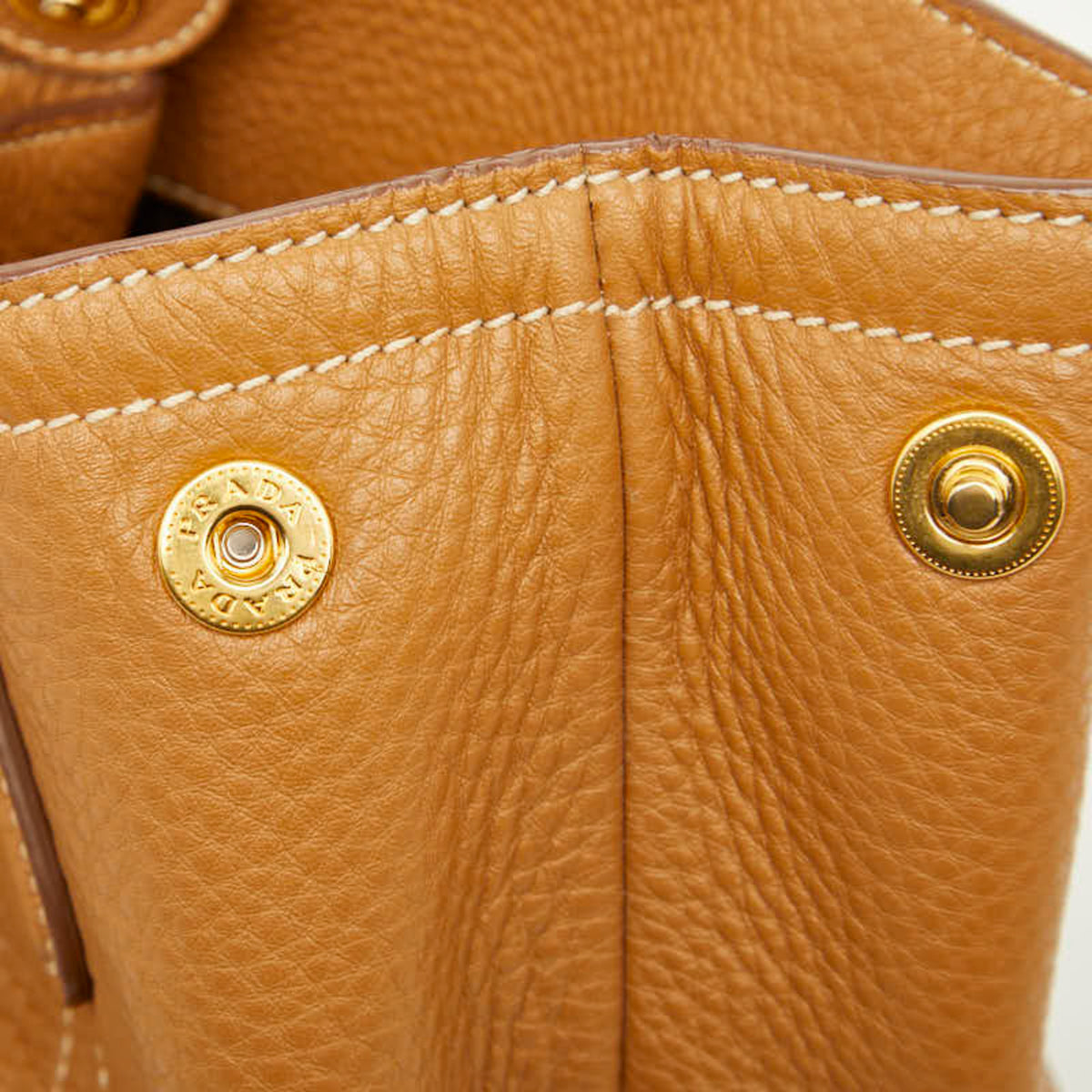 Prada Camel Leather Shoulder Bag Tote Bag (Pre-Owned)