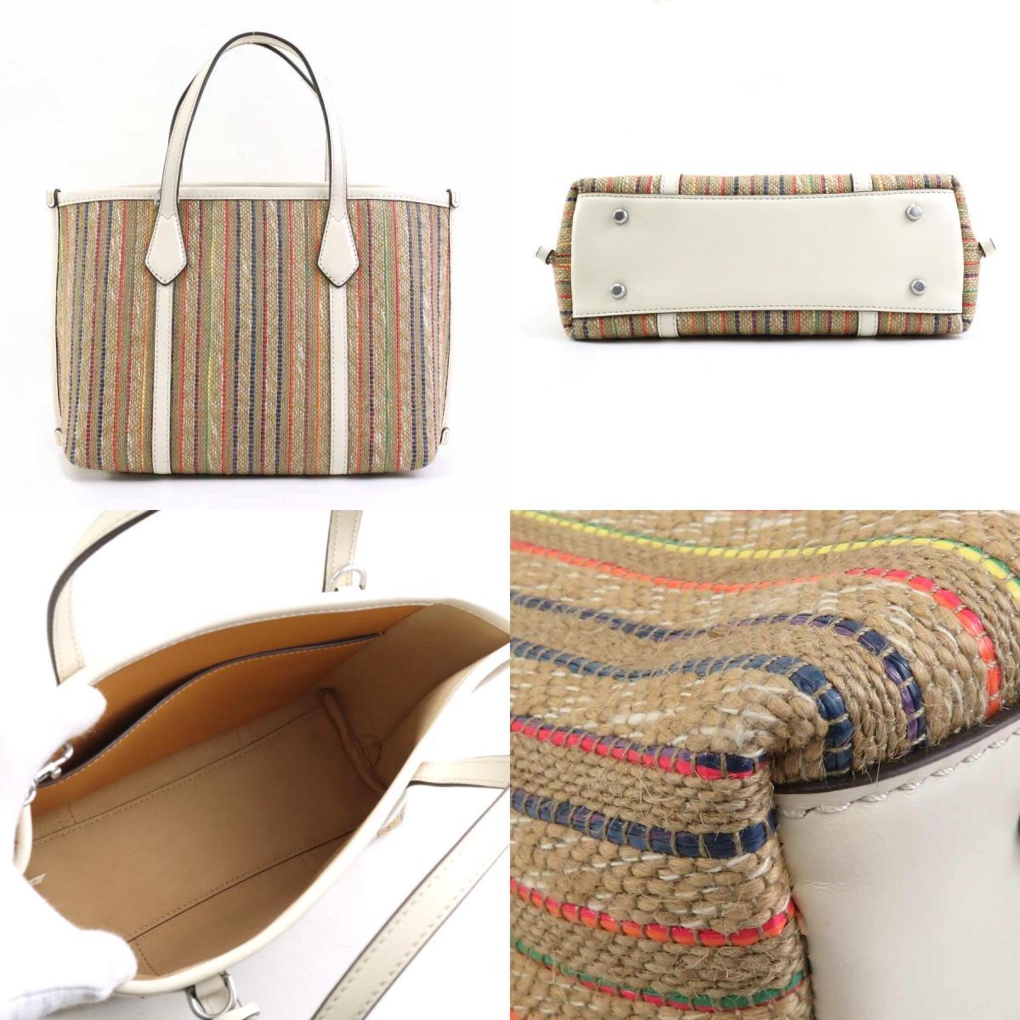 Tory Burch Multi-Color Raffia Leather Handbag Shoulder Bag (Pre-Owned)