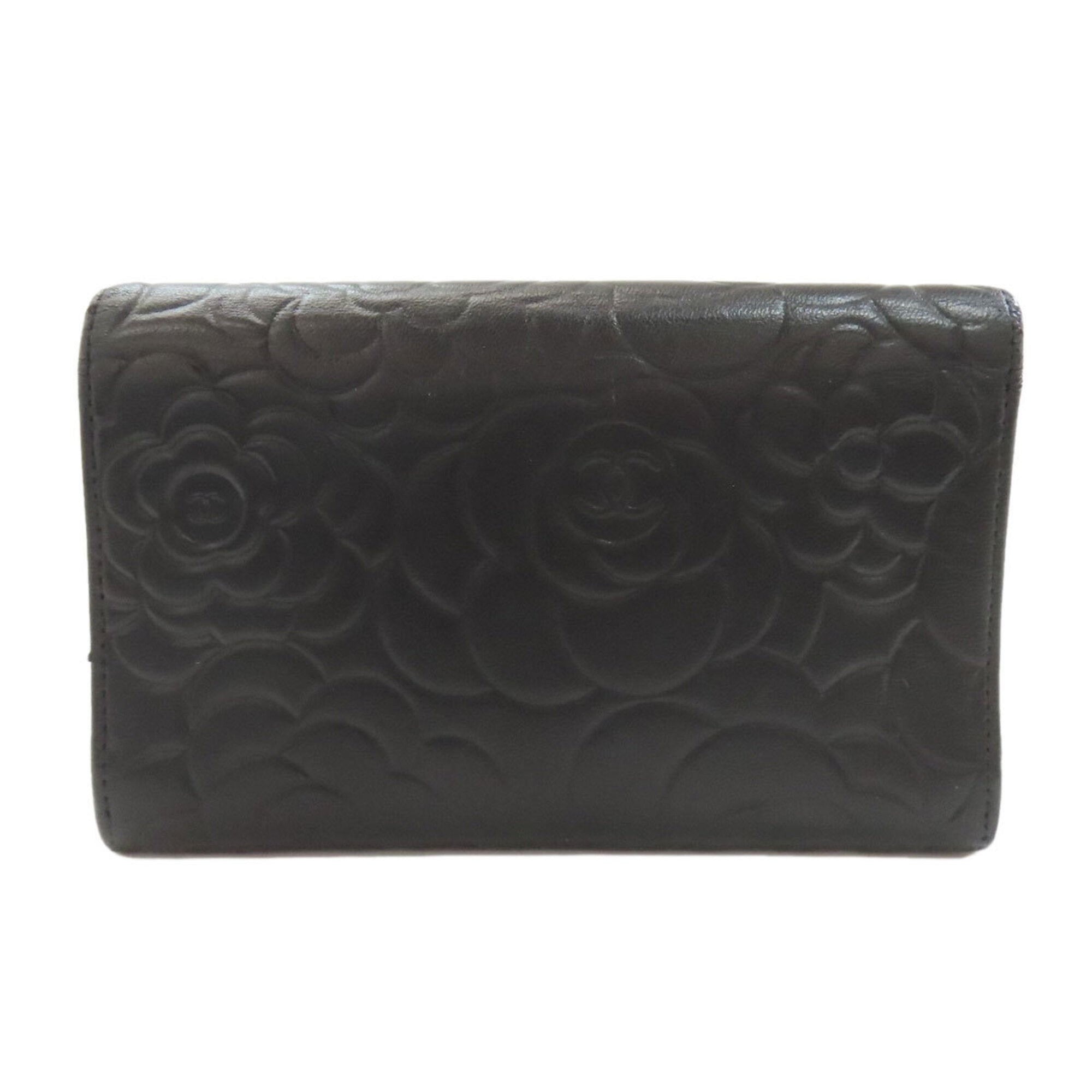 Chanel Black Leather Long Wallet (Bi-Fold) (Pre-Owned)
