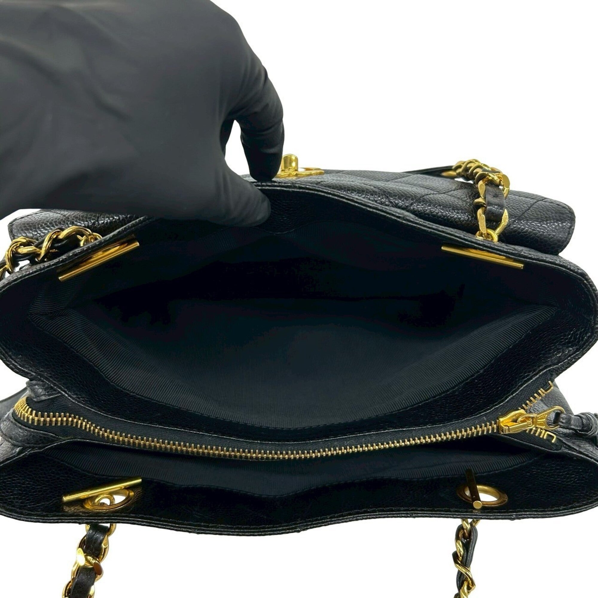 Chanel Black Grained Calfskin Shoulder Bag Tote Bag (Pre-Owned)