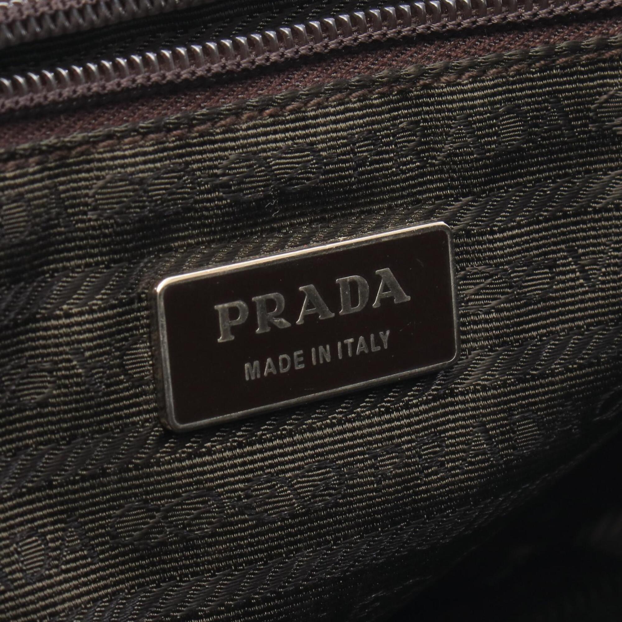 Prada Khaki Purple Nylon Leather Handbag (Pre-Owned)