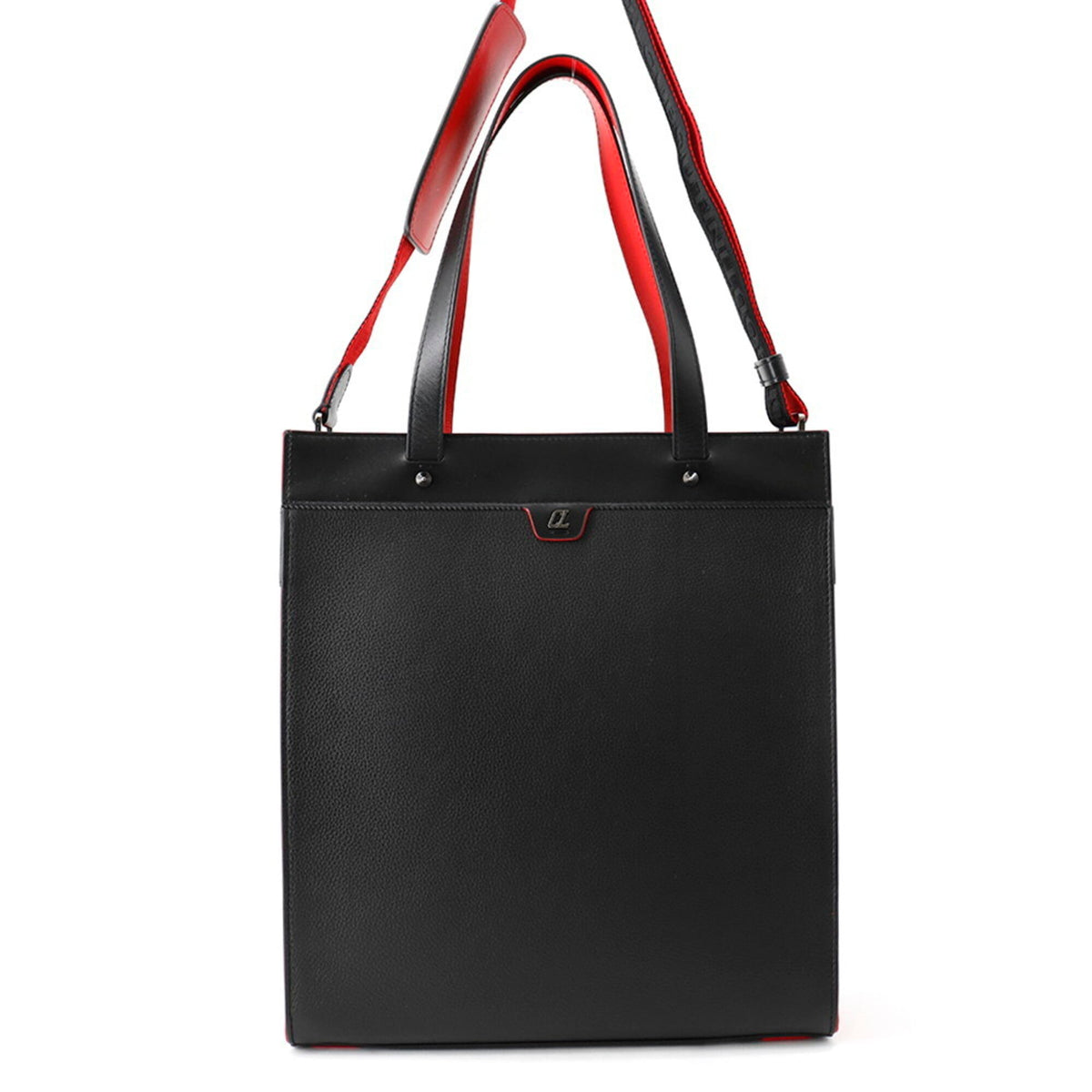 Christian Louboutin Black Red Color Leather Tote Bag (Pre-Owned)