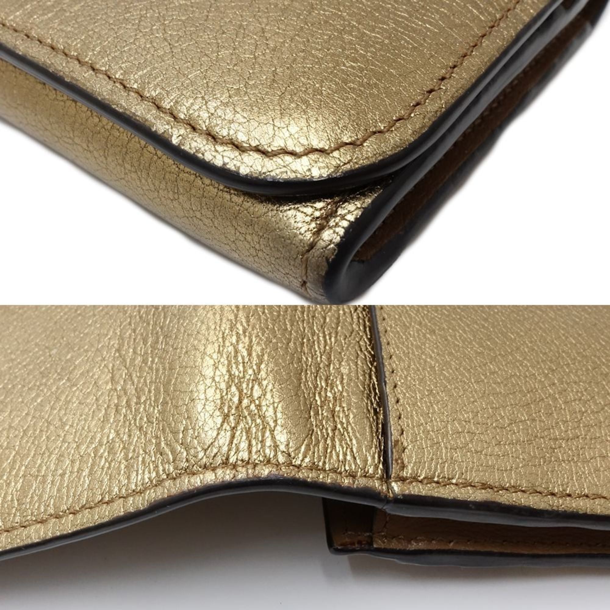 Chloé Metallic Gold Leather Long Wallet (Bi-Fold) (Pre-Owned)