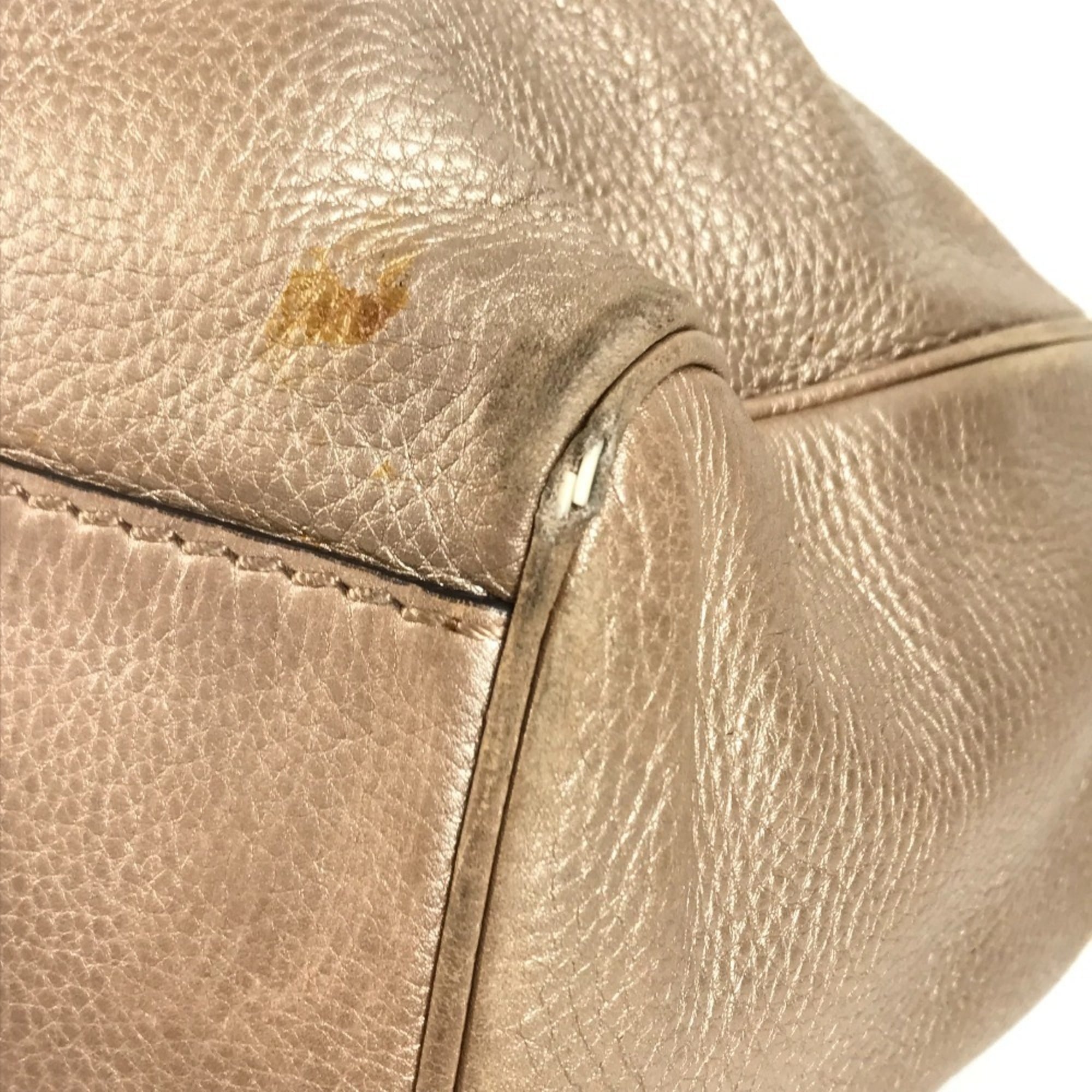 Gucci Beige Pink Metallic Pink Leather Shoulder Bag Tote Bag (Pre-Owned)