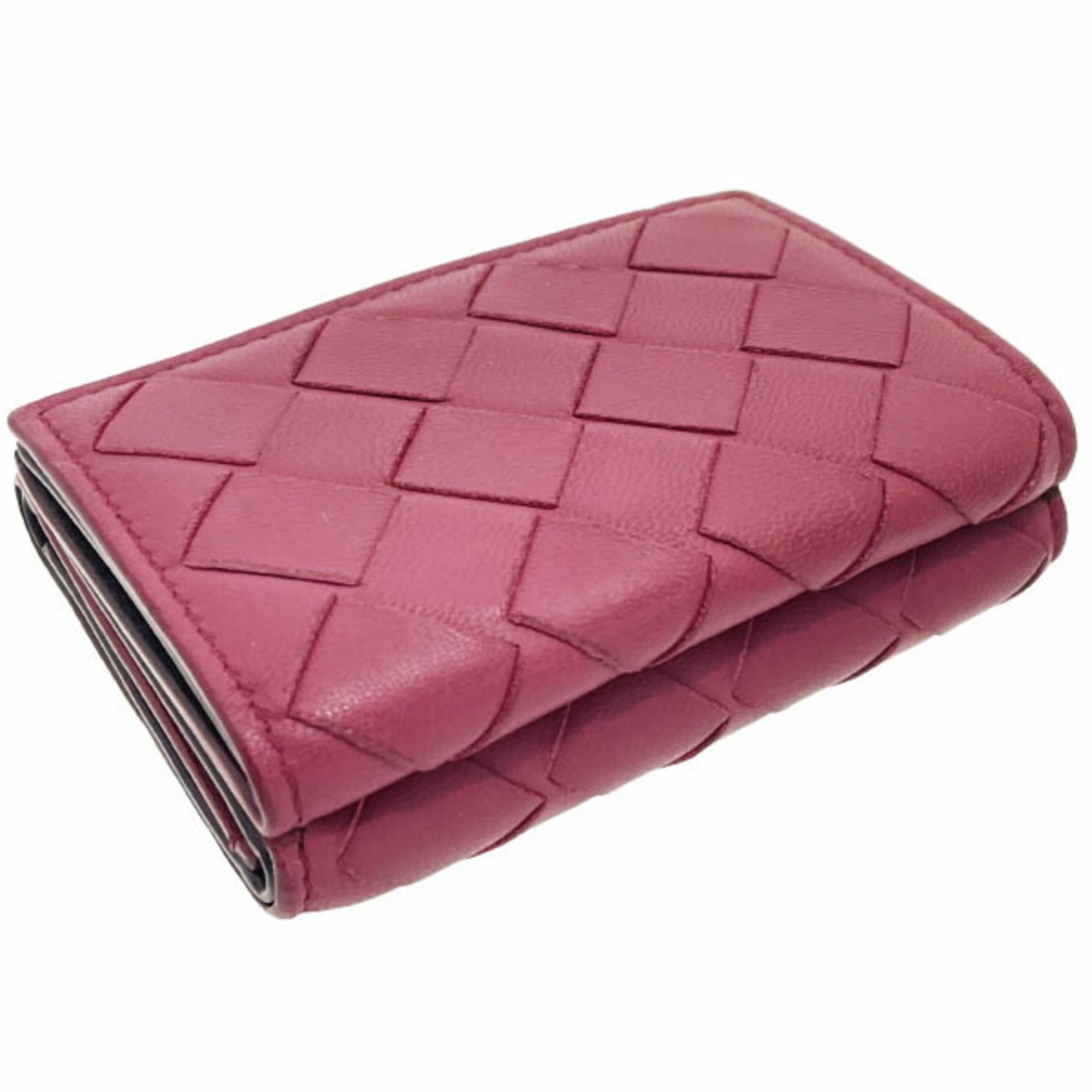Bottega Veneta Red Color Leather Wallet (Tri-Fold) (Pre-Owned)