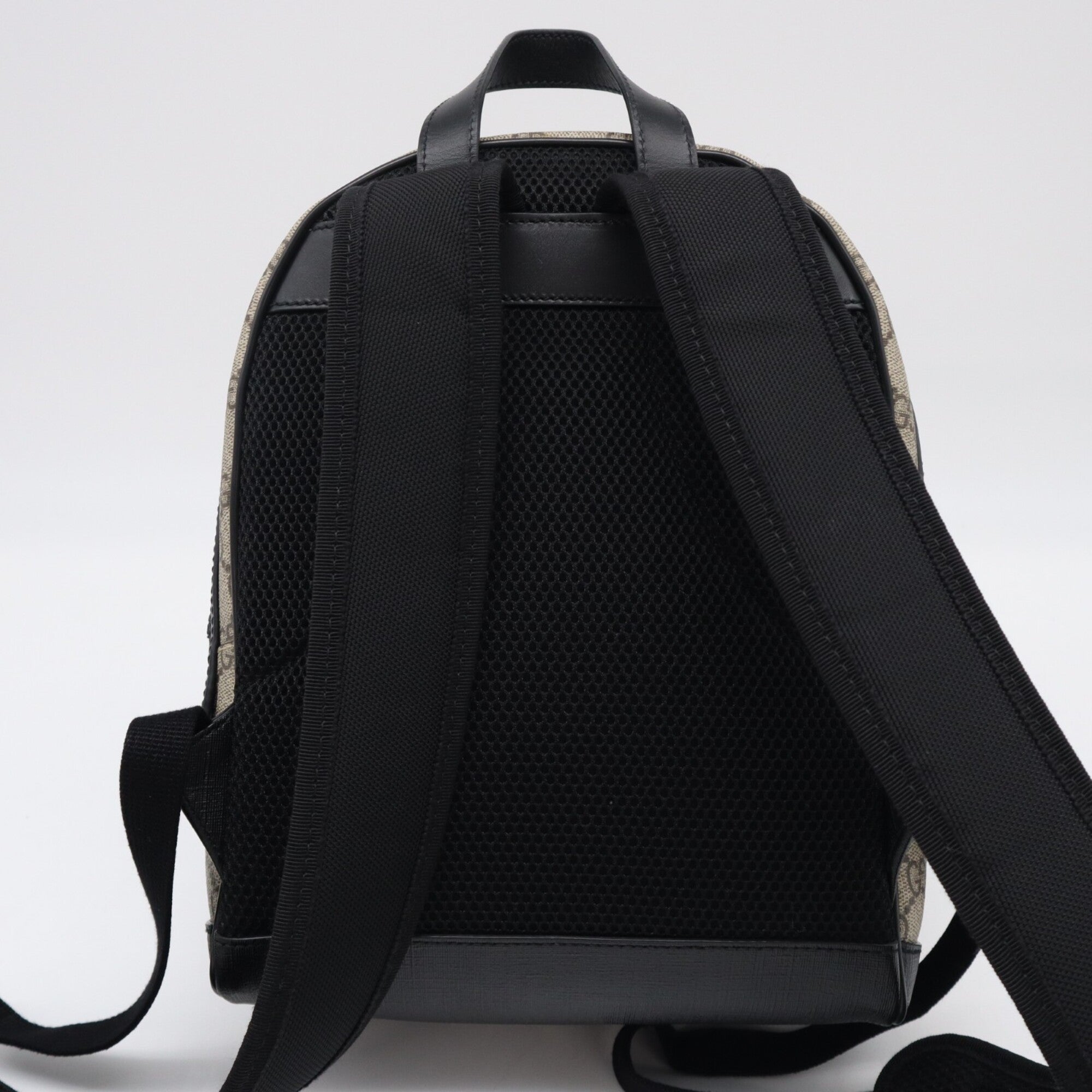 Gucci Beige Brown Canvas Leather Backpack (Pre-Owned)