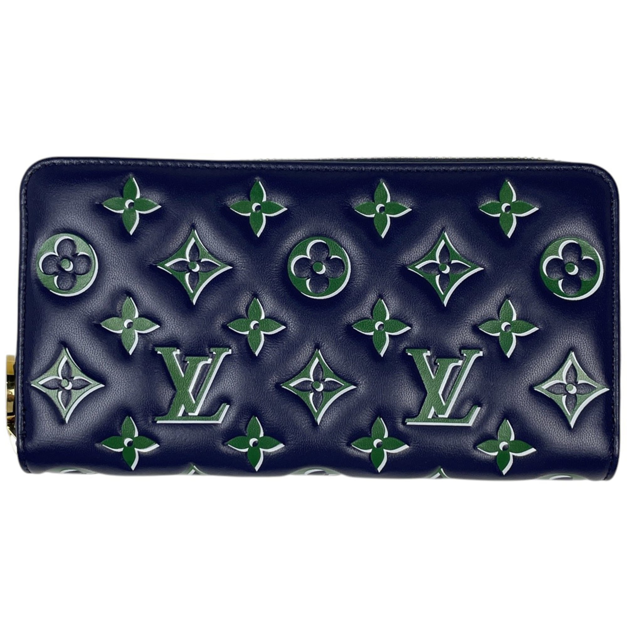 Louis Vuitton Navy Leather Long Wallet (Bi-Fold) (Pre-Owned)