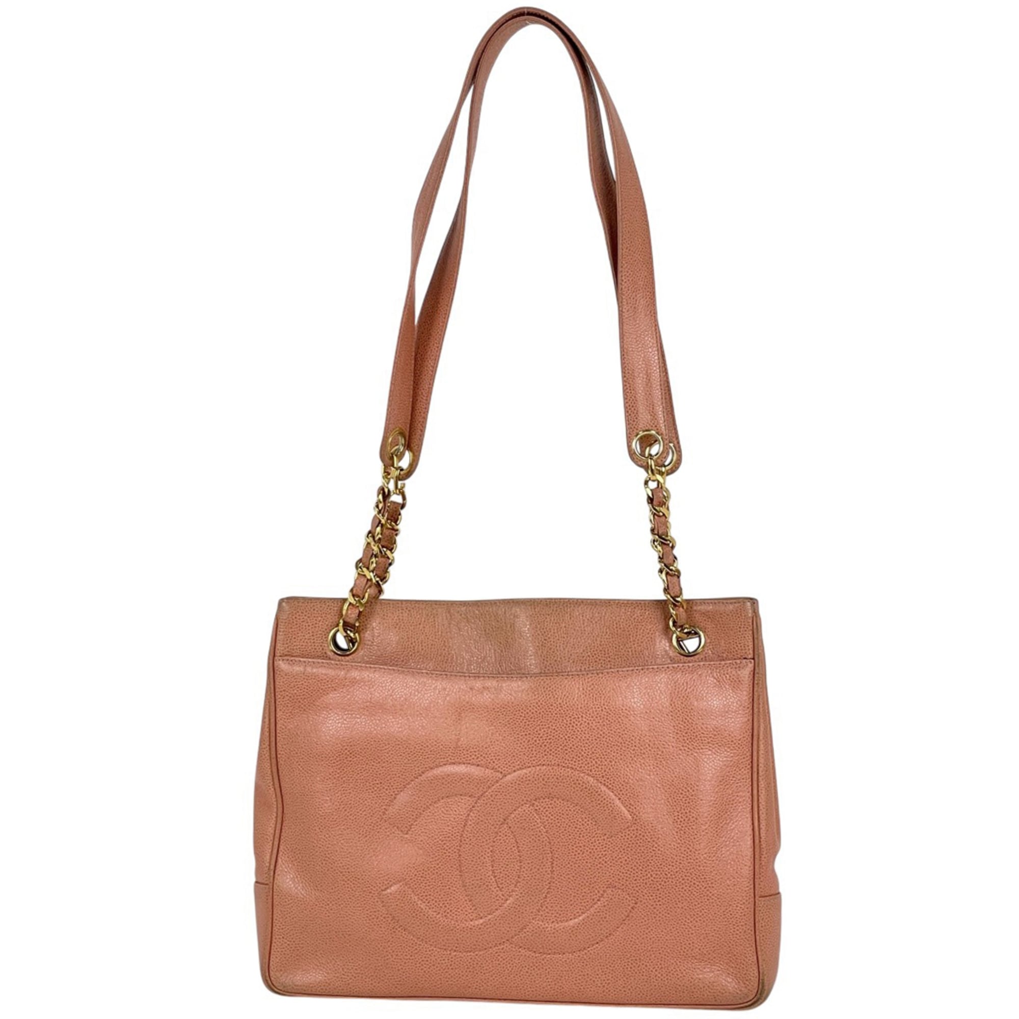 Chanel Salmon Pink Grained Calfskin Shoulder Bag Tote Bag (Pre-Owned)