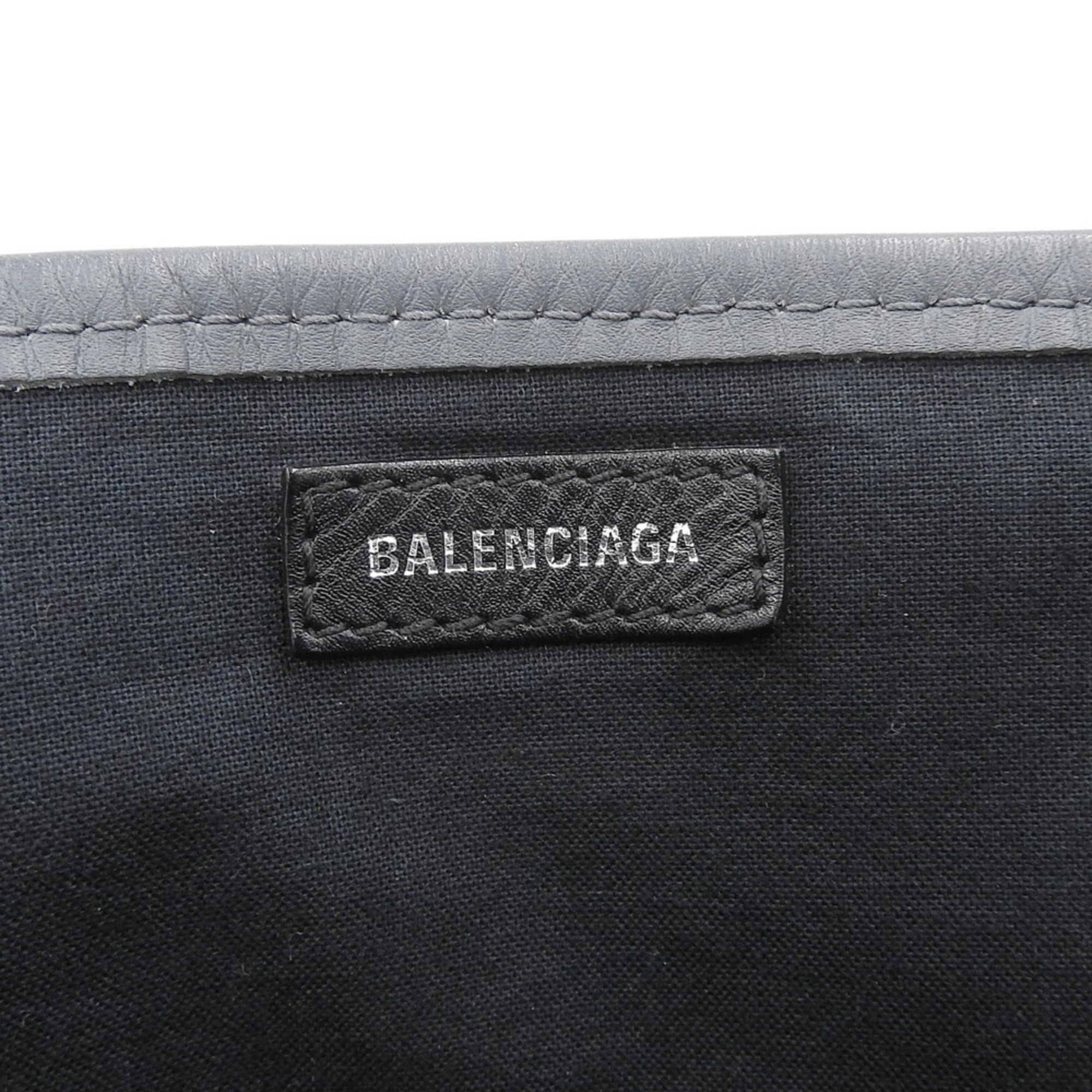 Balenciaga Gray White Canvas Leather Pouch Tote Bag (Pre-Owned)