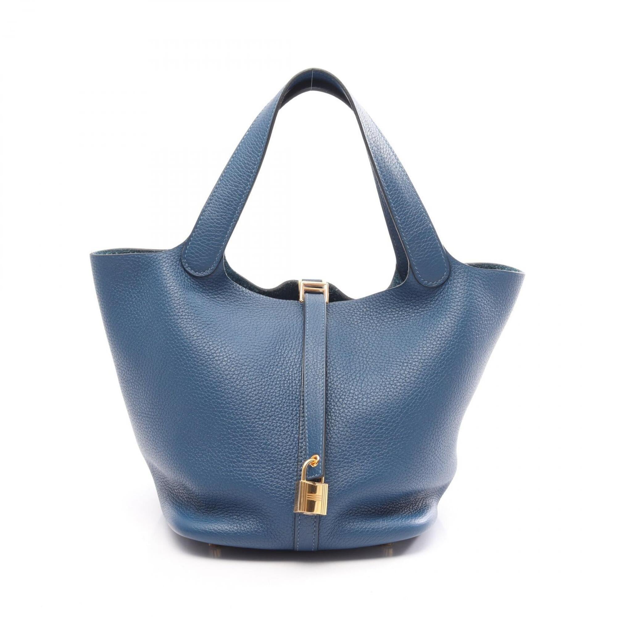 Hermes Blue Taurillon Clemence Leather Handbag (Pre-Owned)
