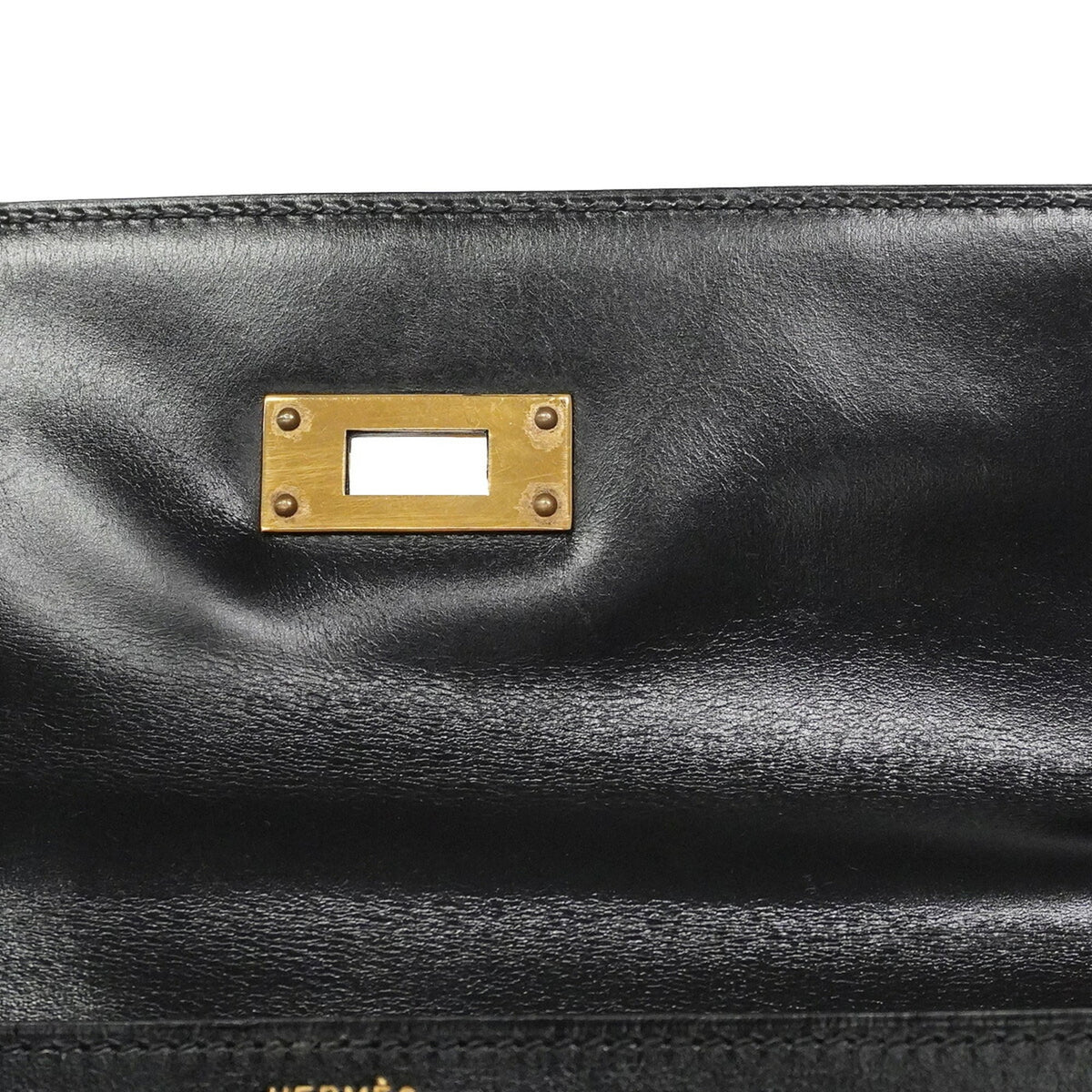 Hermes Black Box Calf Leather Handbag (Pre-Owned)