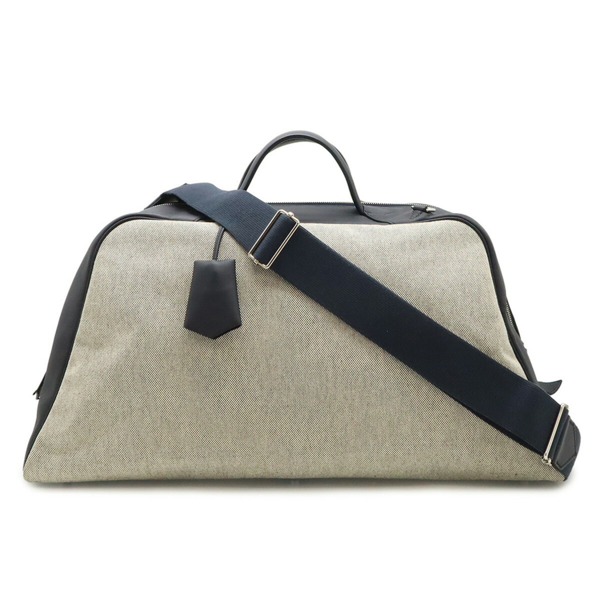 Hermes Blue Indigo Toile H Boston Bag (Pre-Owned)