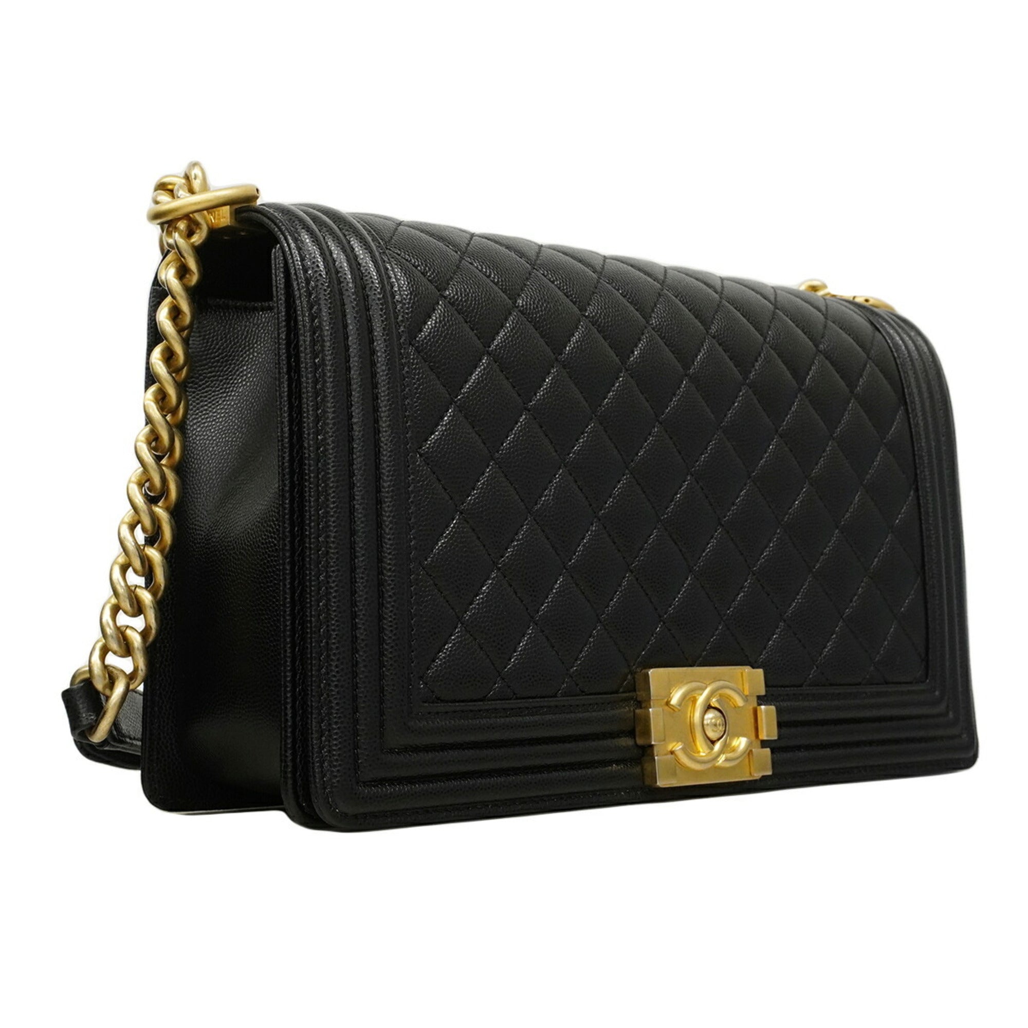 Chanel Black Grained Calfskin Shoulder Bag (Pre-Owned)