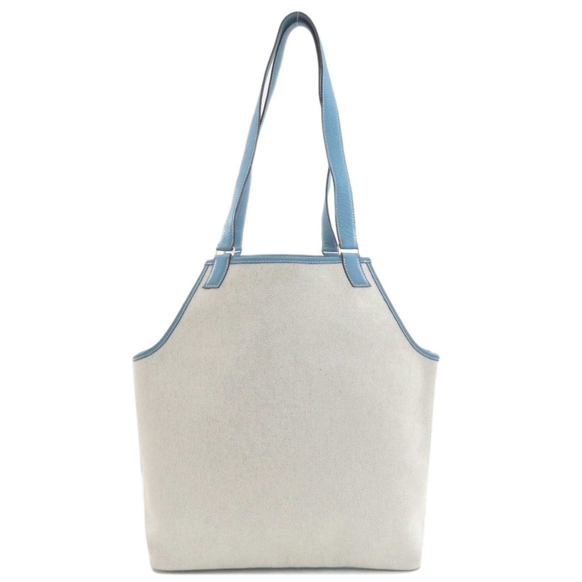 Hermes Light Blue Toile H Leather Tote Bag (Pre-Owned)