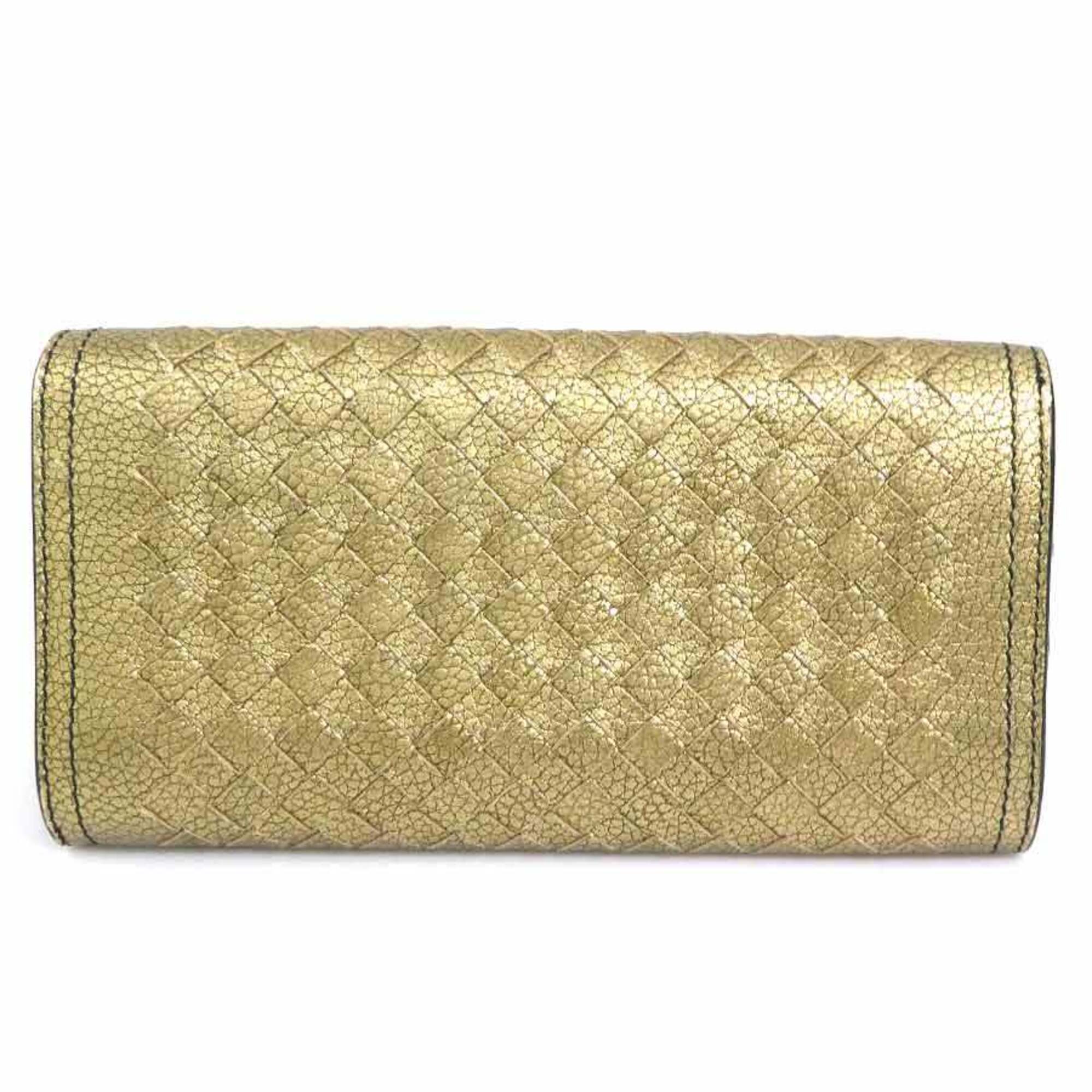 Bottega Veneta Gold Intrecciato Long Wallet (Bi-Fold) (Pre-Owned)