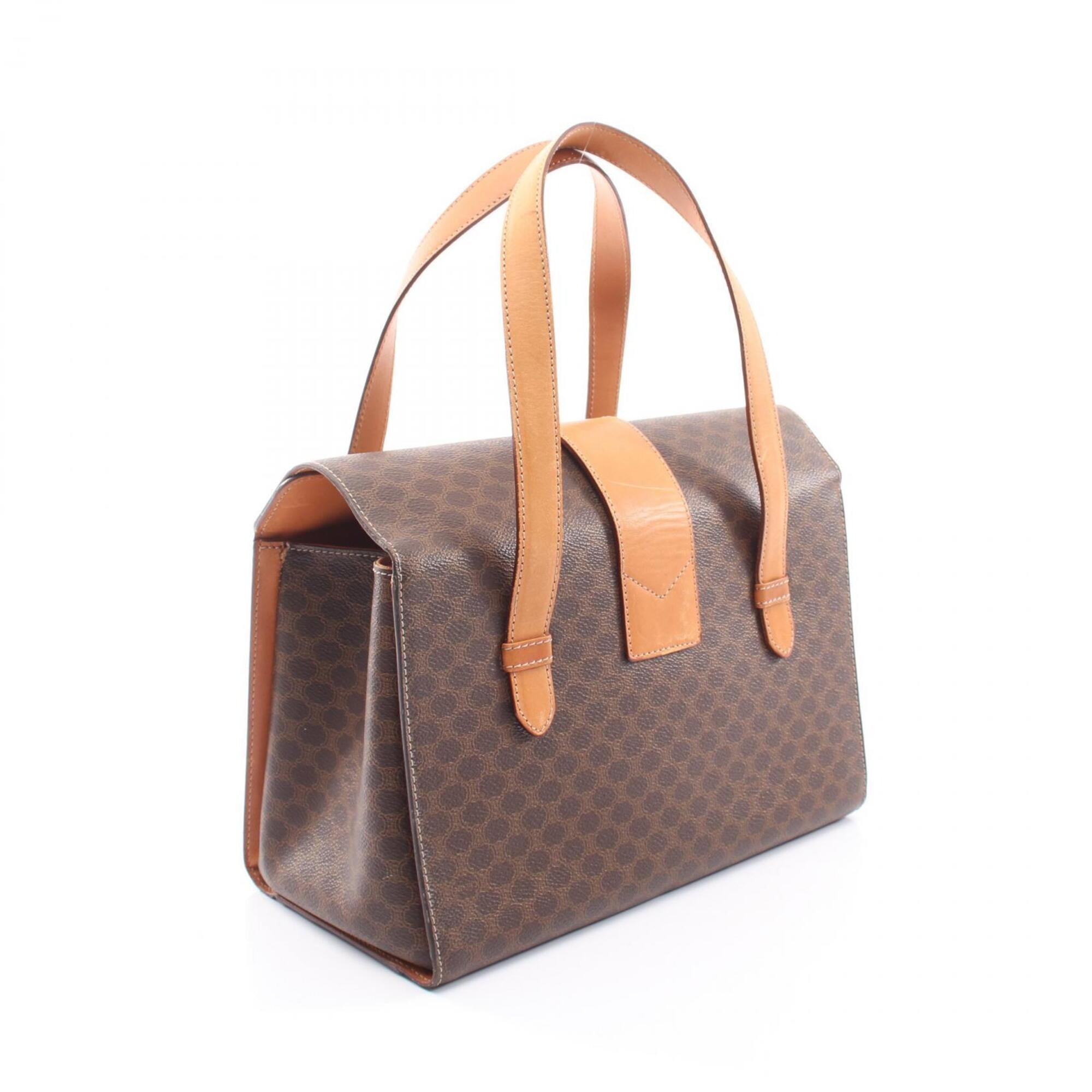 Celine Macadam Brown Coated Canvas Handbag (Pre-Owned)