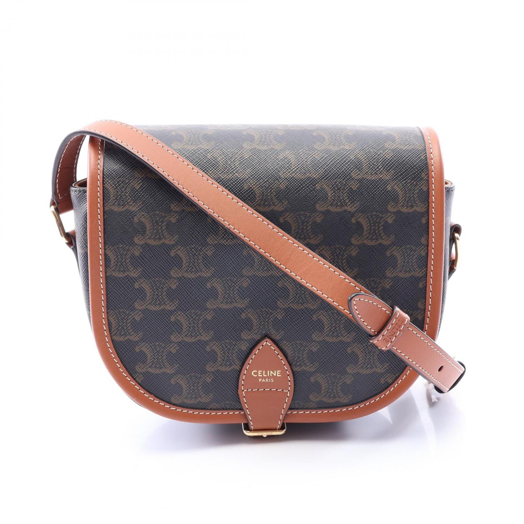 Celine Black Brown Pvc Coated Canvas Leather Shoulder Bag (Pre-Owned)