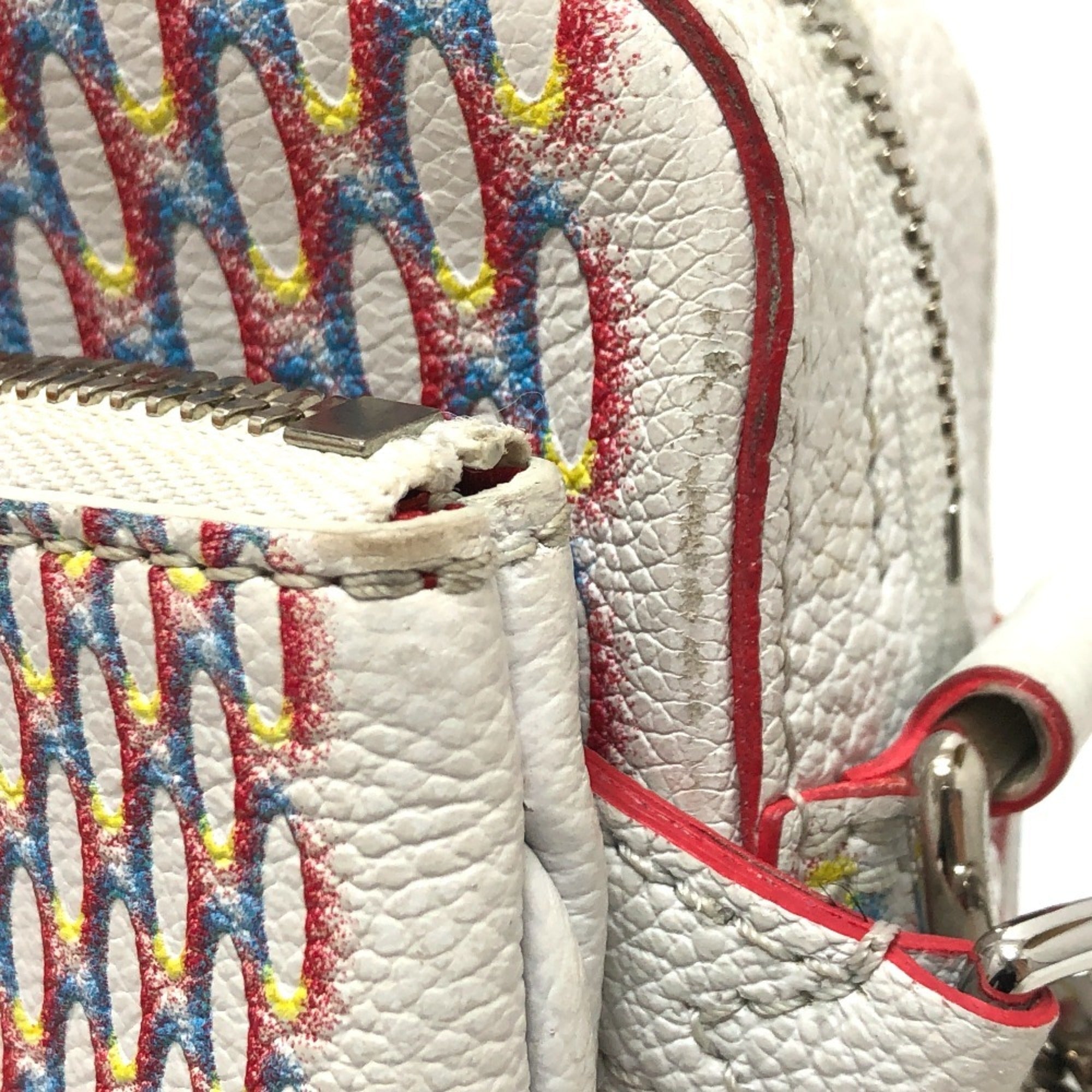 Louis Vuitton White Yellow Damier Canvas Pouch Shoulder Bag (Pre-Owned)