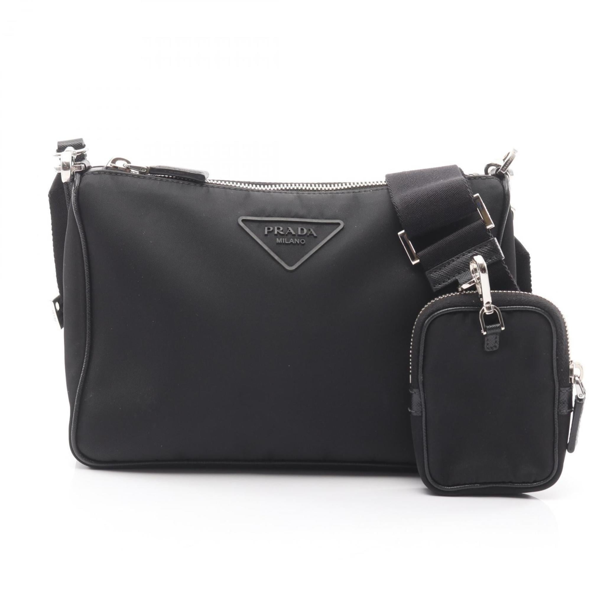 Prada Black Nylon Saffiano Triangle Shoulder Bag (Pre-Owned)