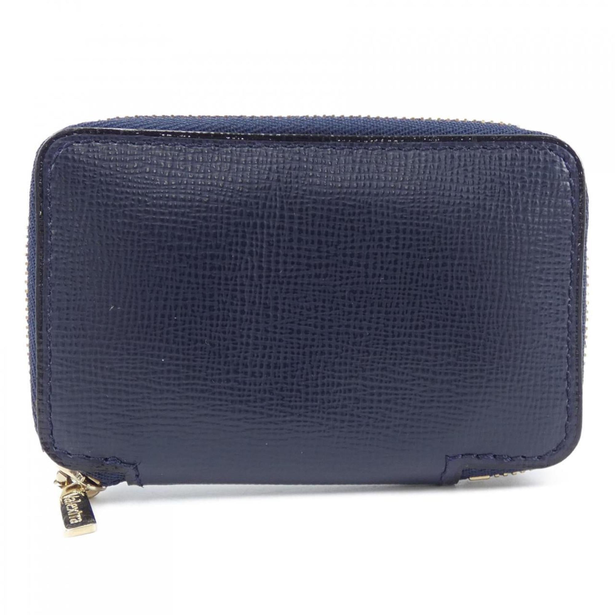 Valextra Navy Leather Coin Purse/Coin Case (Pre-Owned)