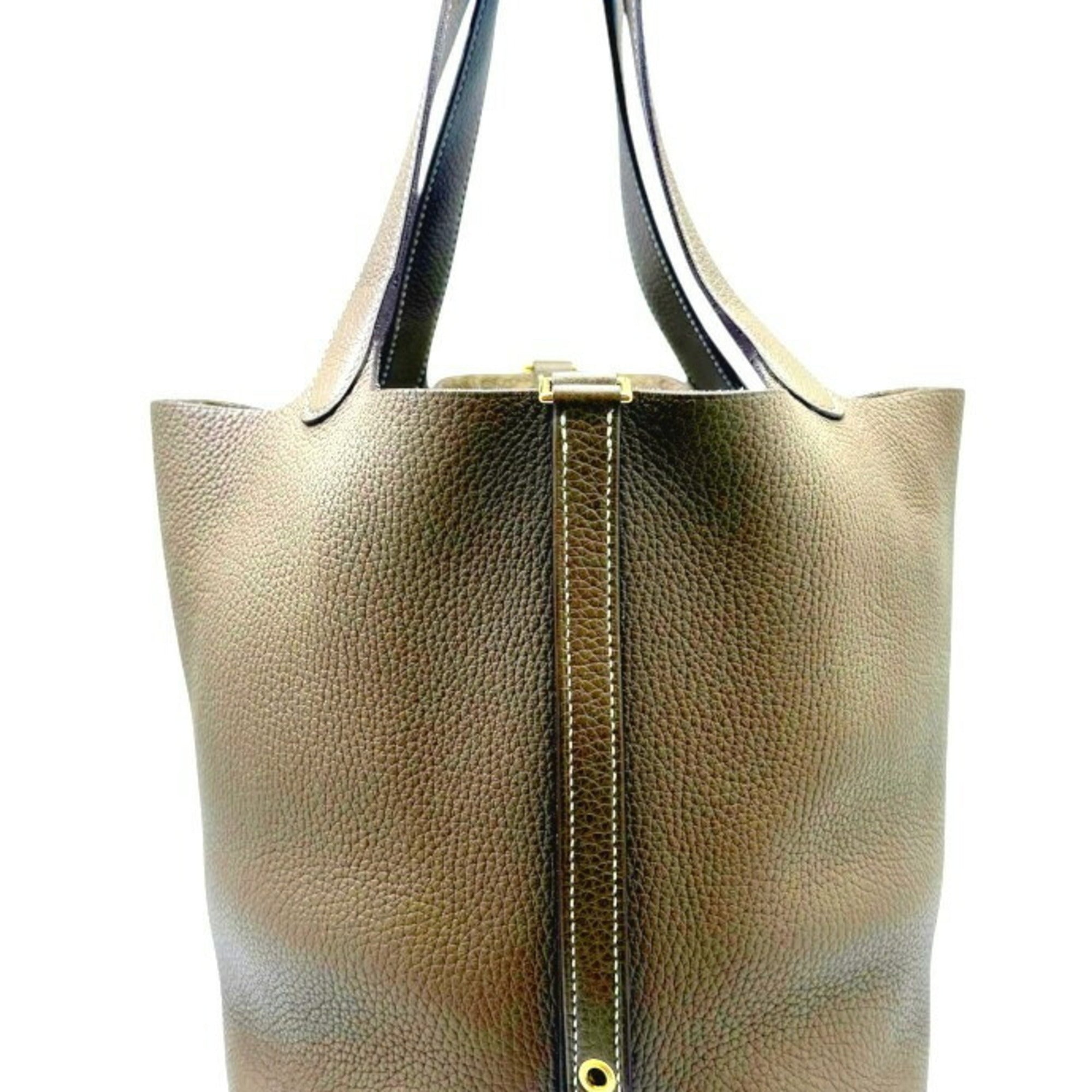 Hermes Etoupe Gray Taurillon Clemence Leather Handbag (Pre-Owned)