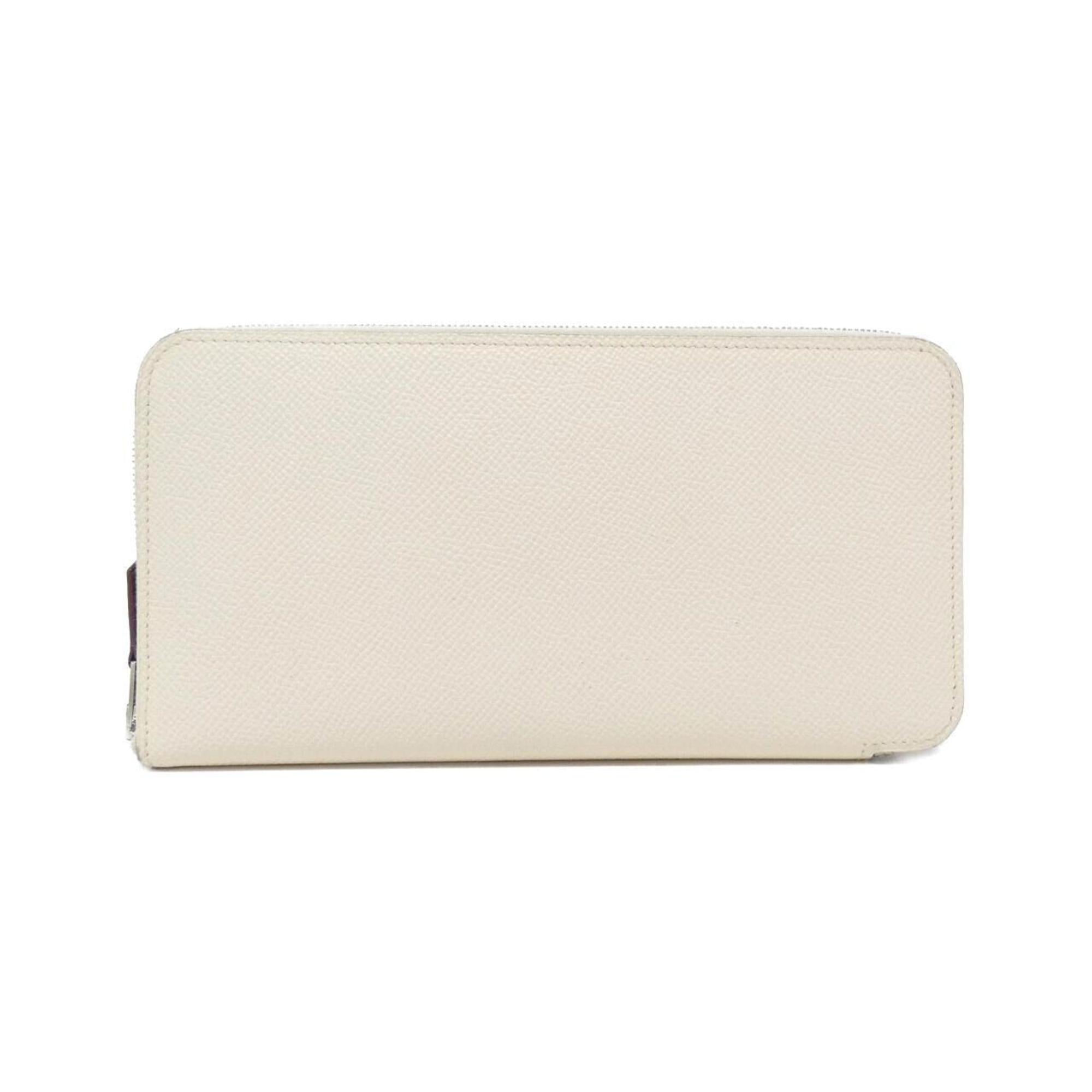 Hermes White Epsom Leather Silk Long Wallet (Bi-Fold) (Pre-Owned)