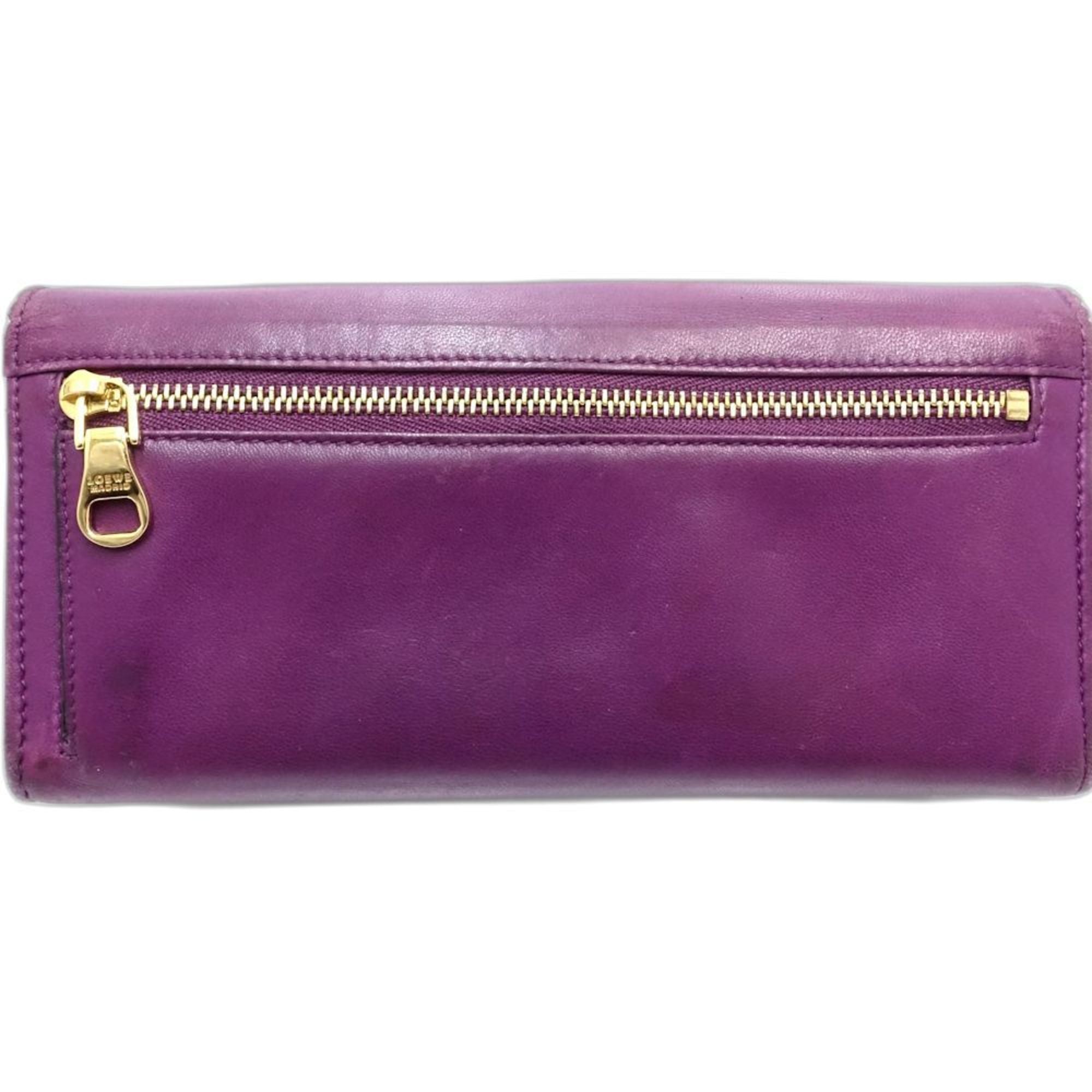 Loewe Purple Leather Long Wallet (Bi-Fold) (Pre-Owned)