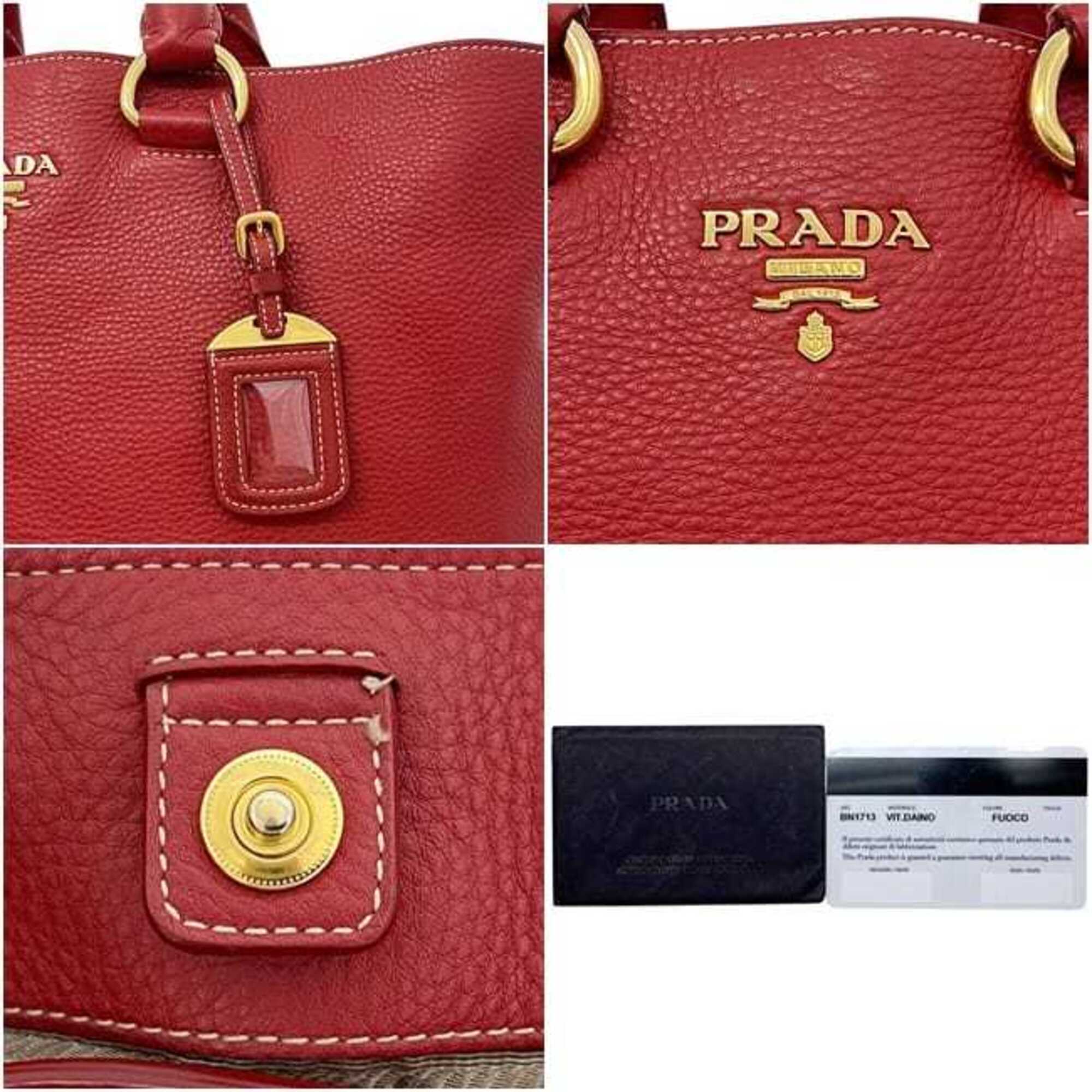 Prada Fuoco Red Color Tote Bag (Pre-Owned)