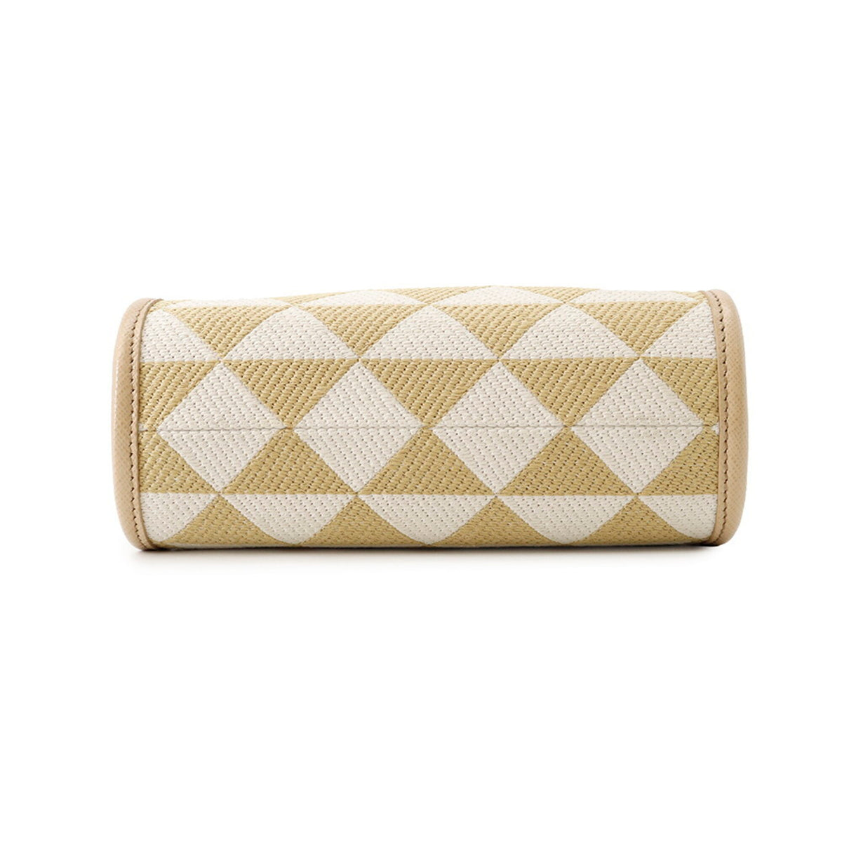 Prada Beige White Canvas Leather Handbag Shoulder Bag (Pre-Owned)