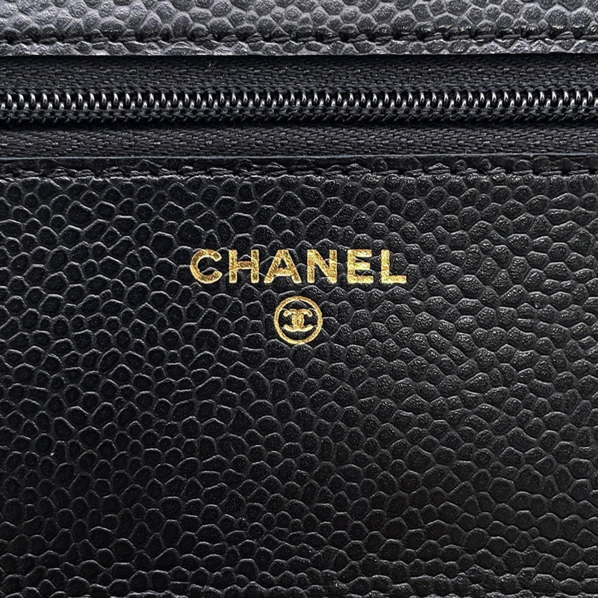 Chanel Black Grained Calfskin Chain/Shoulder Wallet (Pre-Owned)