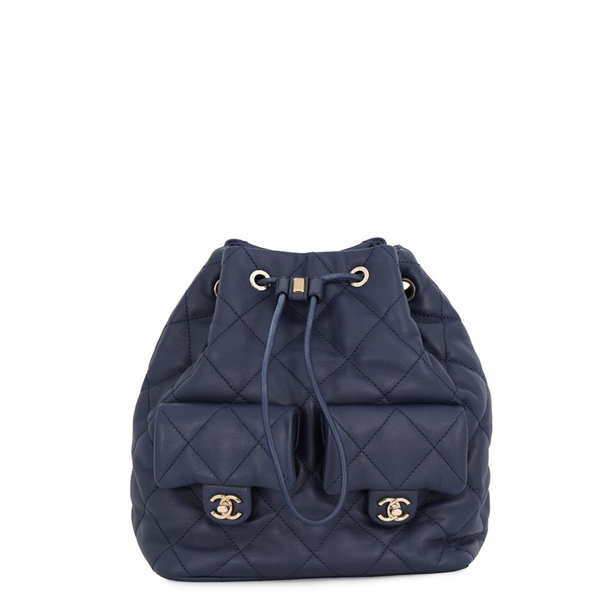 Chanel Matelasse Navy Leather Handbag (Pre-Owned)